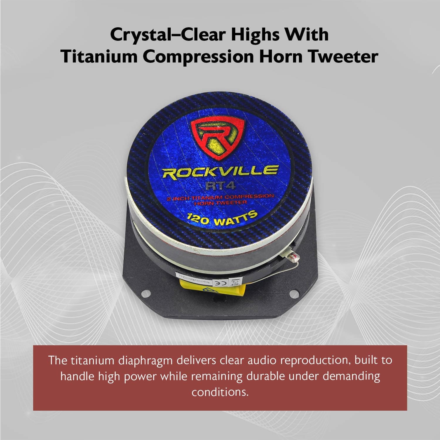 Rockville RT4 2 Inches Car Tweeter CEA Compliant 120 Watts Titanium Compression - Thumbnail 4