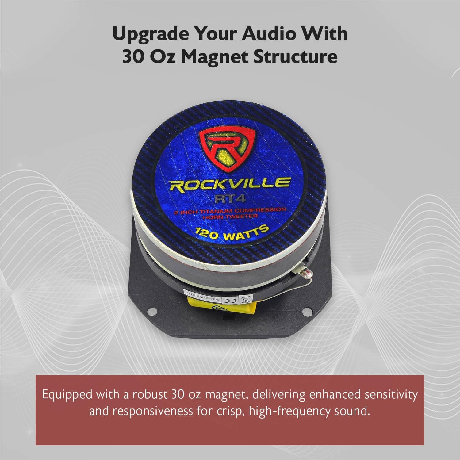 Rockville RT4 2 Inches Car Tweeter CEA Compliant 120 Watts Titanium Compression - Thumbnail 8