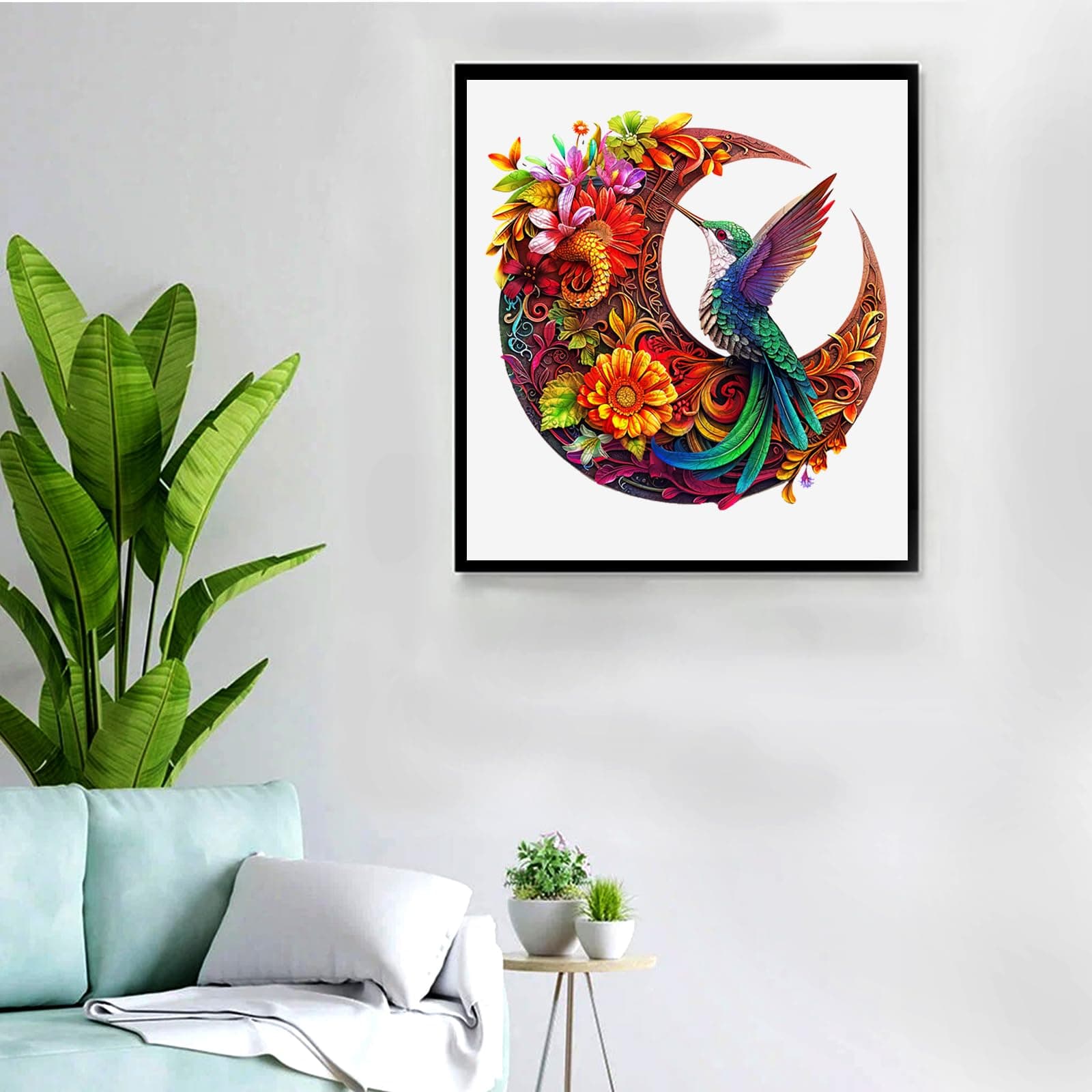 Unique Wooden Puzzles for Adults, Hummingbird Puzzle 300 Pieces 15.35" x 15.15", - Thumbnail 5