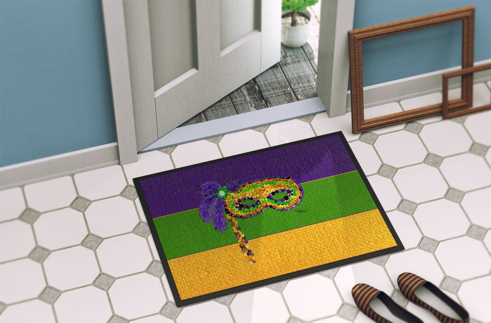 Caroline's Treasures 8384MAT Mardi Gras Doormat, 18" x 27", Multicolor - Thumbnail 2