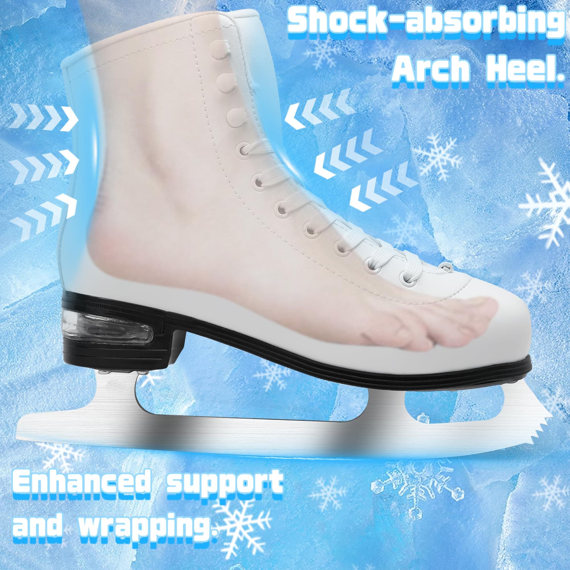SMOOJOY Figure Ice Skates for Women and Men - Air Cushion Deluxe Hockey Ice Skat - Thumbnail 5