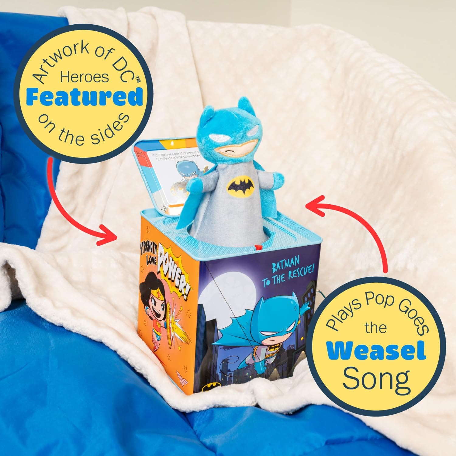 Kids Preferred DC Comics The Batman Jack in The Box Musical Toys for Babies and - Thumbnail 4