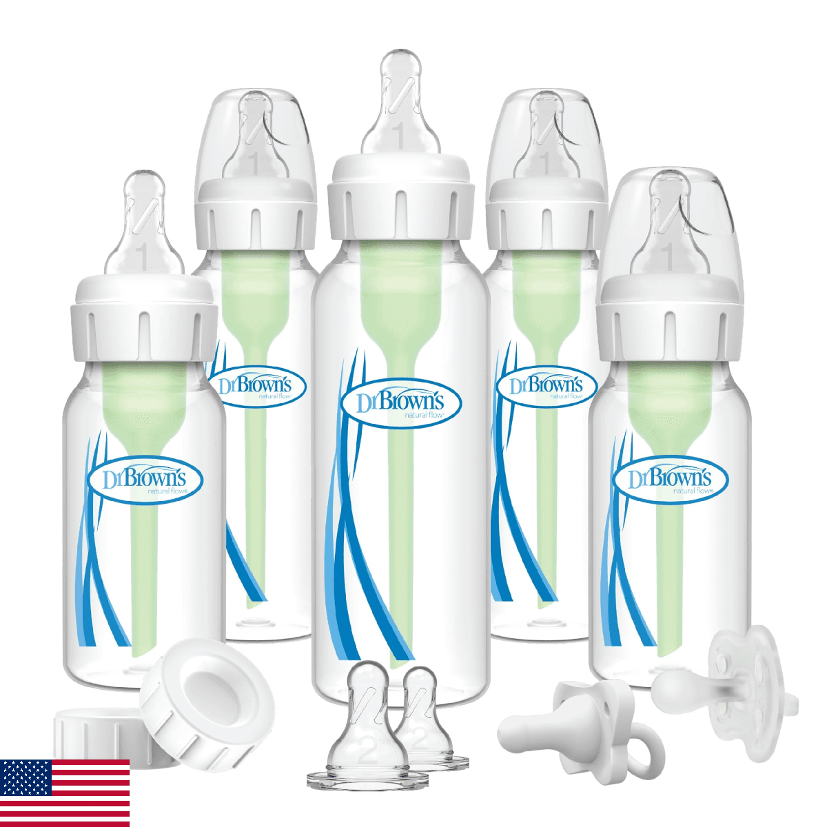 Dr. Brown's Natural Flow Anti-Colic Baby Bottle Gift Set with Pacifier and Trave - Image 1