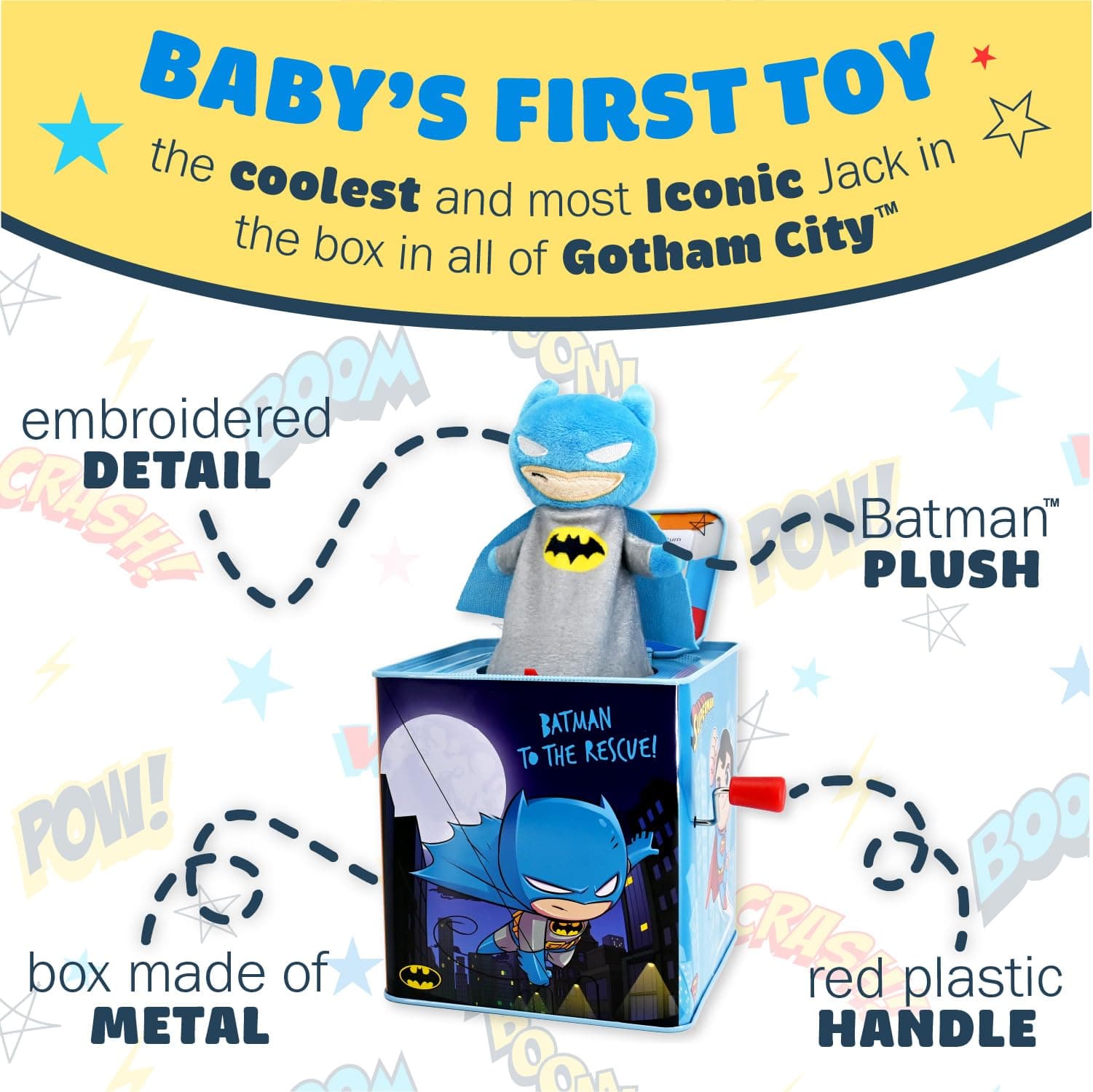 Kids Preferred DC Comics The Batman Jack in The Box Musical Toys for Babies and - Thumbnail 3