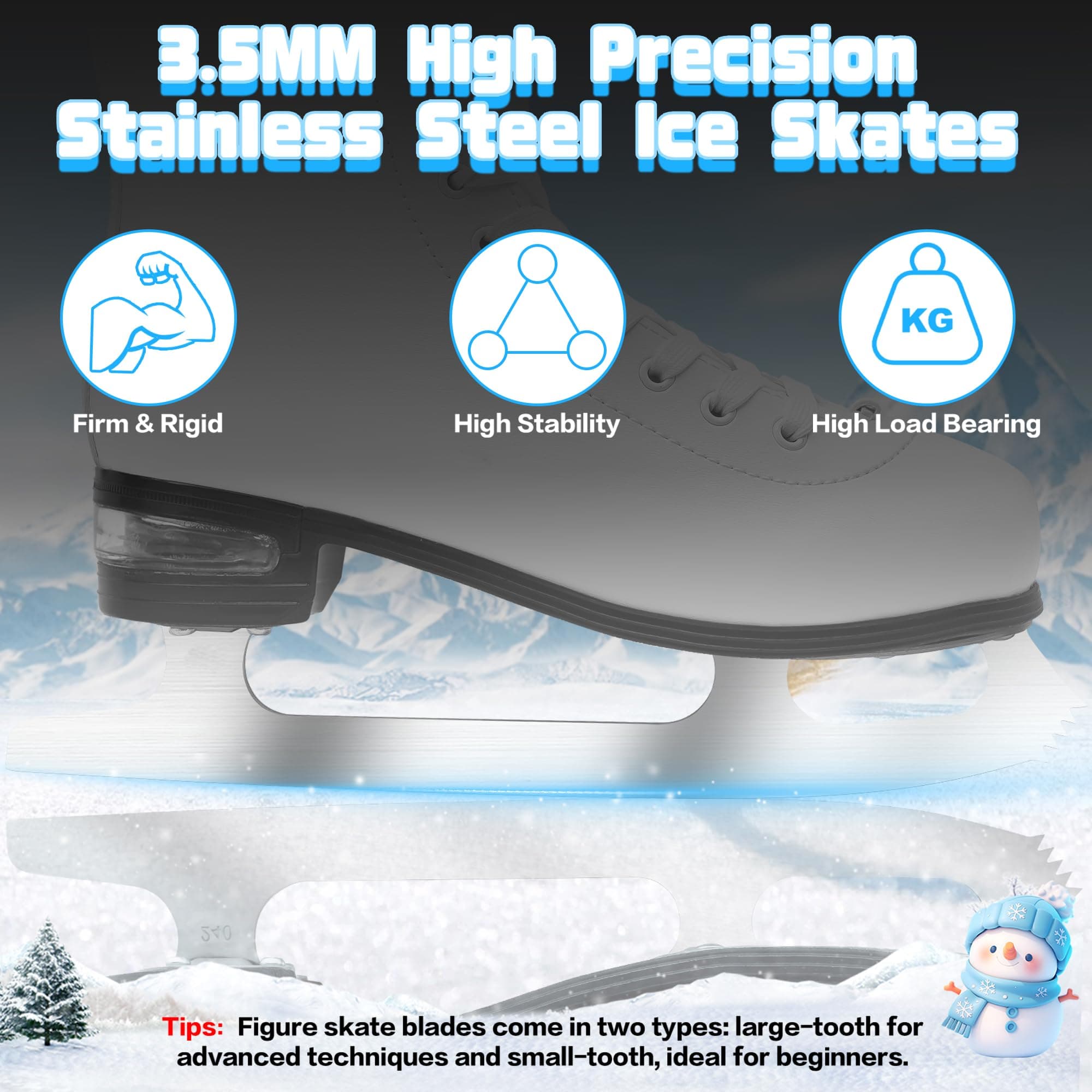 SMOOJOY Figure Ice Skates for Women and Men - Air Cushion Deluxe Hockey Ice Skat - Thumbnail 4