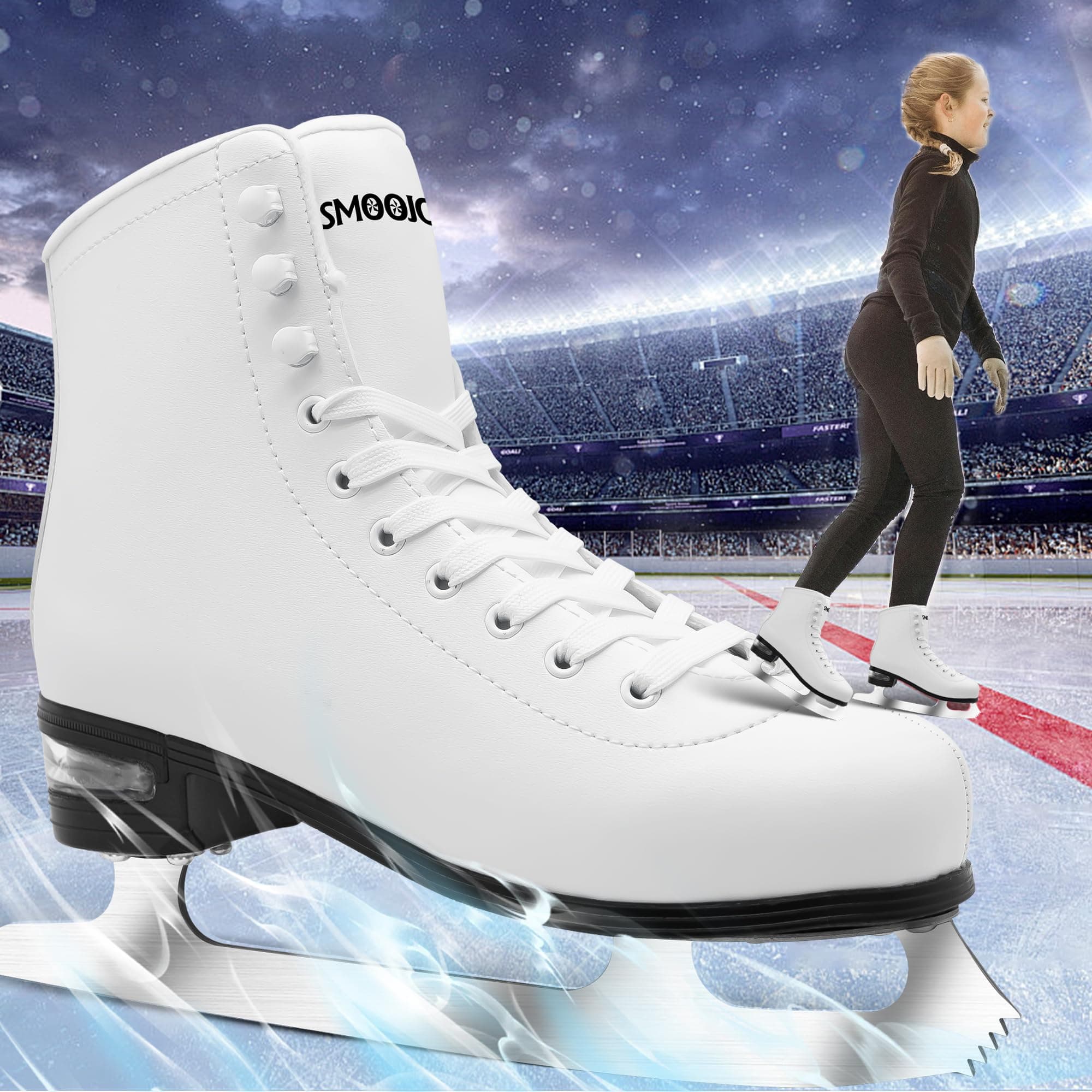 SMOOJOY Figure Ice Skates for Women and Men - Air Cushion Deluxe Hockey Ice Skat - Thumbnail 6
