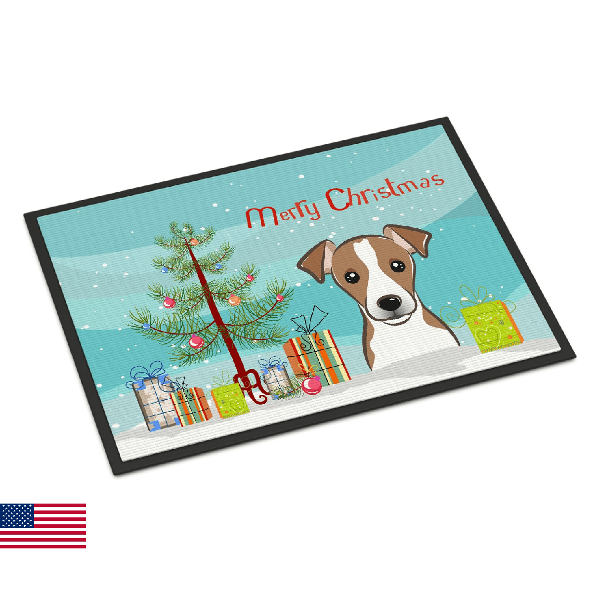 Caroline's Treasures BB1632MAT Christmas Tree and Jack Russell Terrier Doormat 1 - Image 1