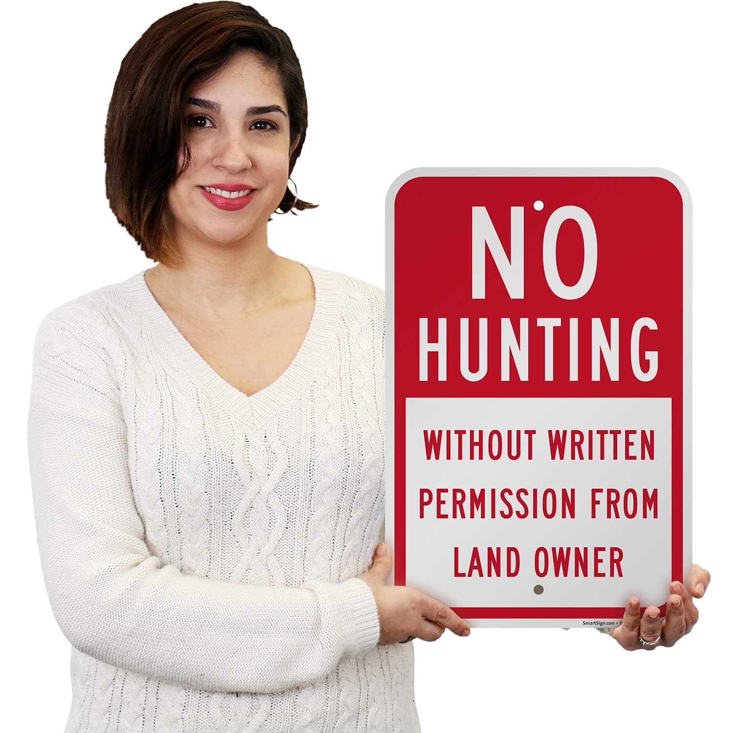 SmartSign 18 x 12 inch “No Hunting - Without Permission From Land Owner” Metal S - Thumbnail 4