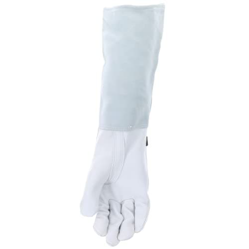 MUD Garden Goatskin Leather Extended Cuff Garden Gloves Mud Gauntlet, Natural, M - Thumbnail 3