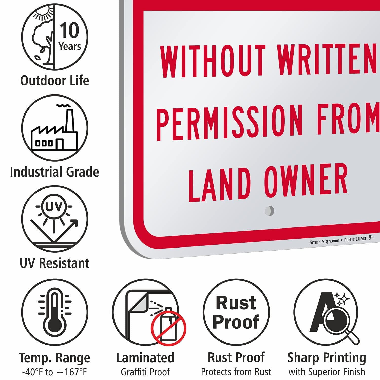 SmartSign 18 x 12 inch “No Hunting - Without Permission From Land Owner” Metal S - Thumbnail 8
