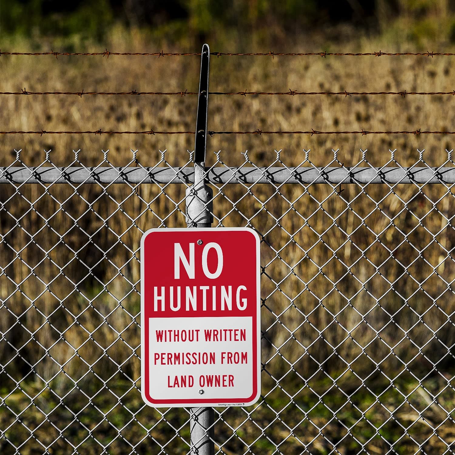 SmartSign 18 x 12 inch “No Hunting - Without Permission From Land Owner” Metal S - Thumbnail 3