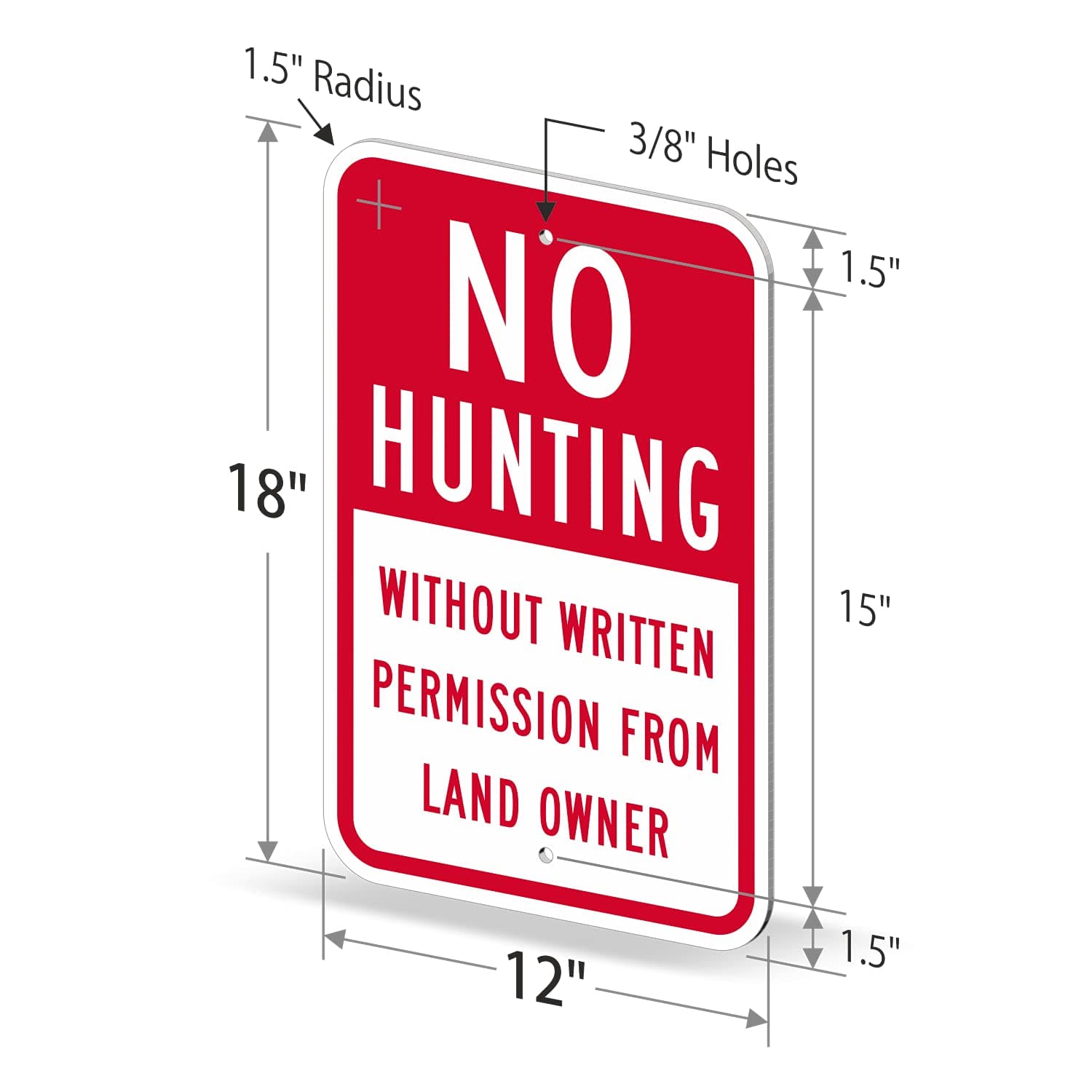 SmartSign 18 x 12 inch “No Hunting - Without Permission From Land Owner” Metal S - Thumbnail 7