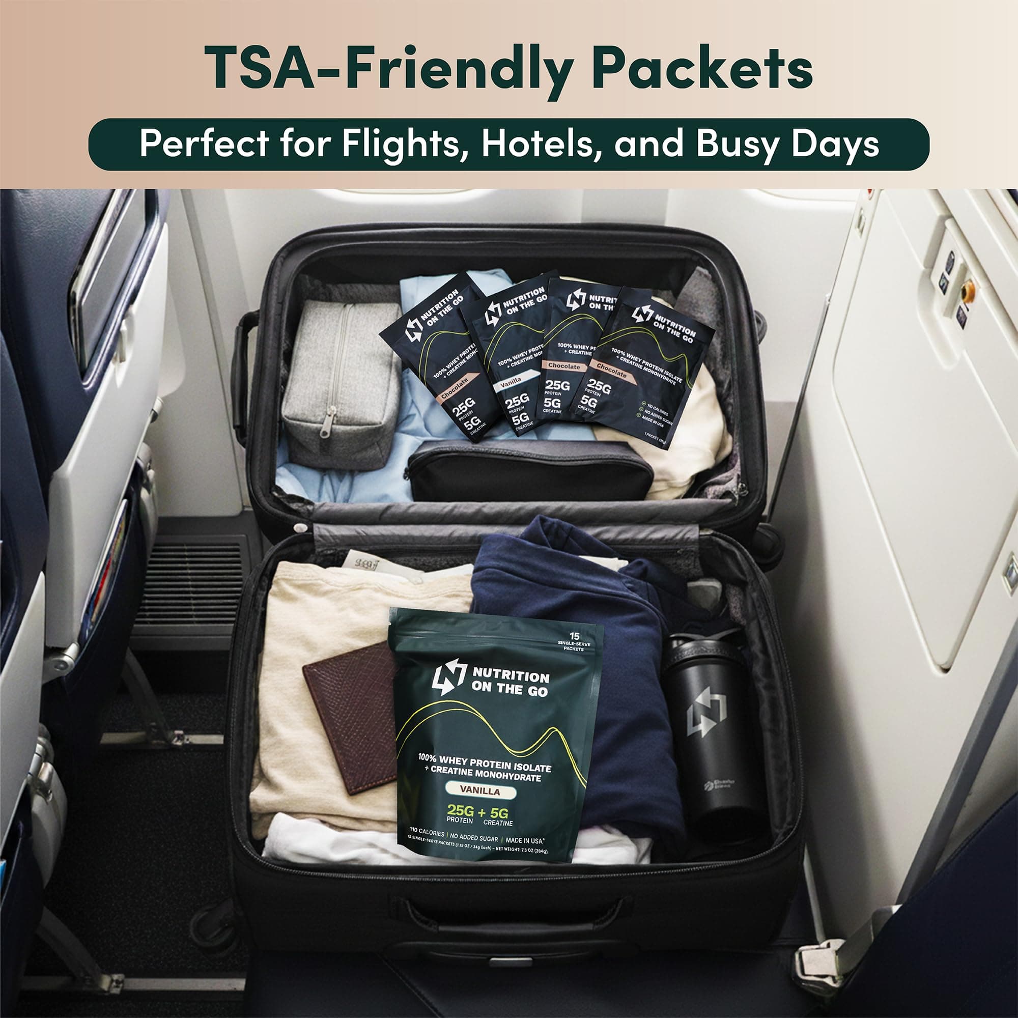 Nutrition On The Go Whey Protein Isolate Packets with Creatine – 25g Protein + 5 - Thumbnail 3