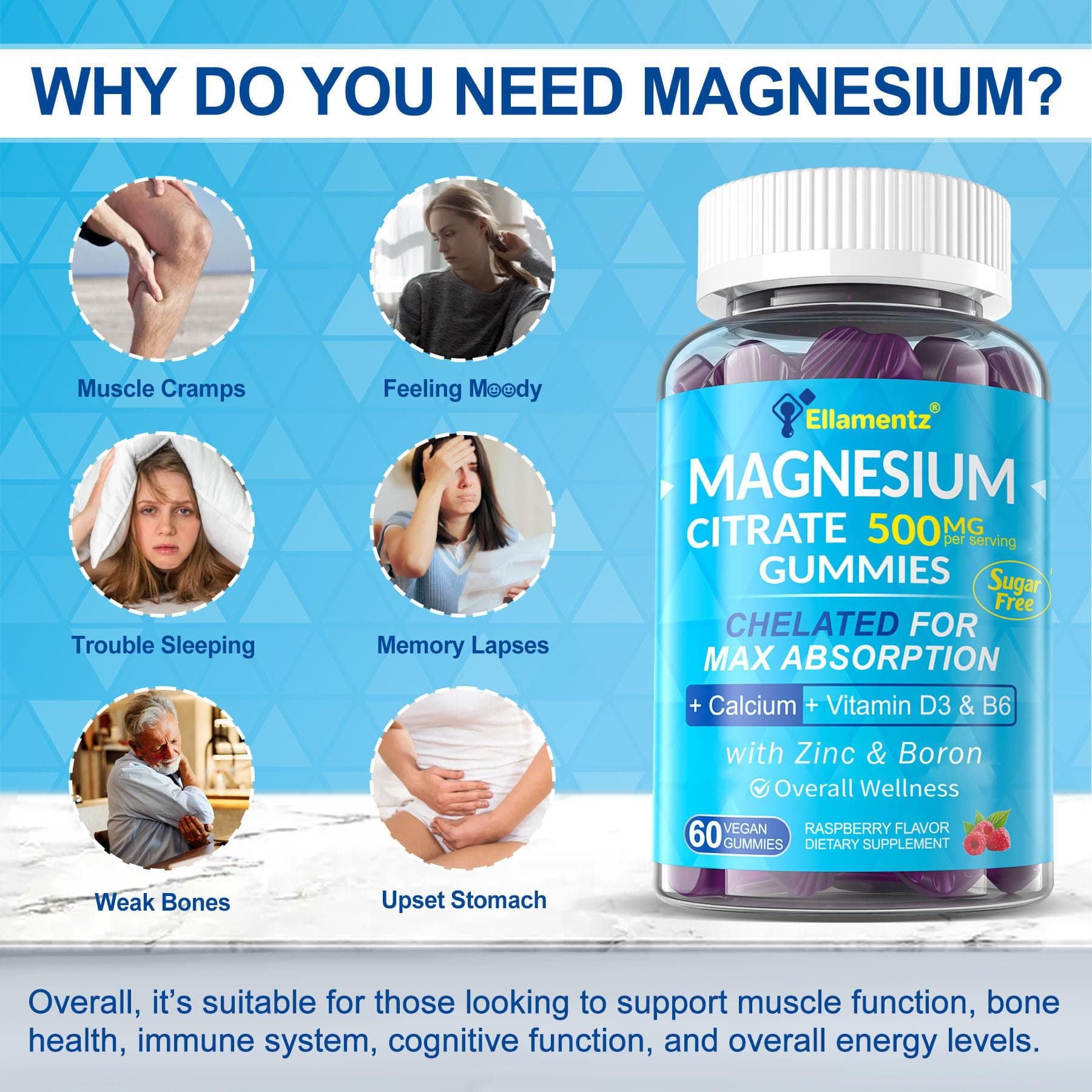 Magnesium Citrate Gummies 500mg for Women Men Sugar Free, Magnesium Citrate for - Thumbnail 8