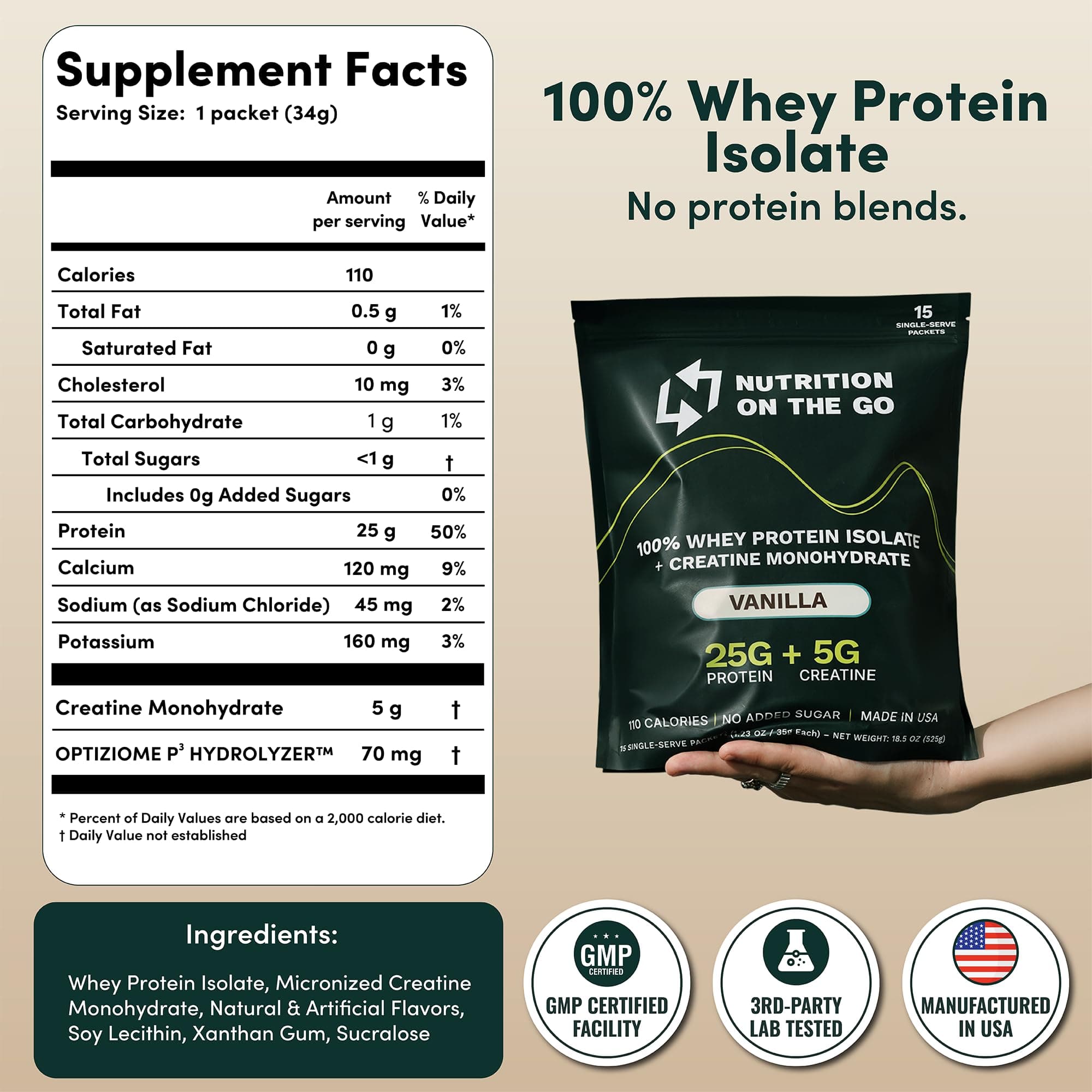 Nutrition On The Go Whey Protein Isolate Packets with Creatine – 25g Protein + 5 - Thumbnail 6