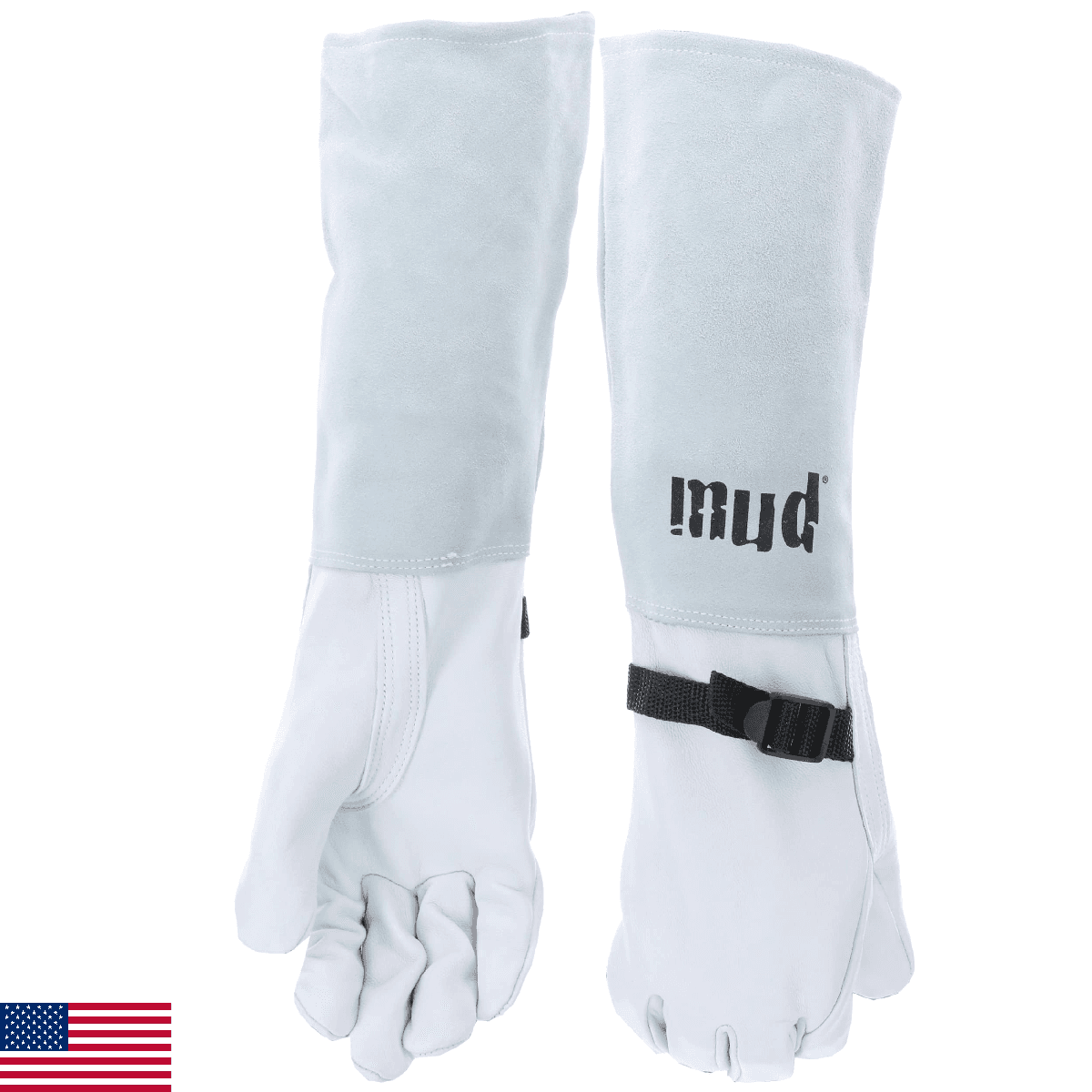 MUD Garden Goatskin Leather Extended Cuff Garden Gloves Mud Gauntlet, Natural, M - Image 1