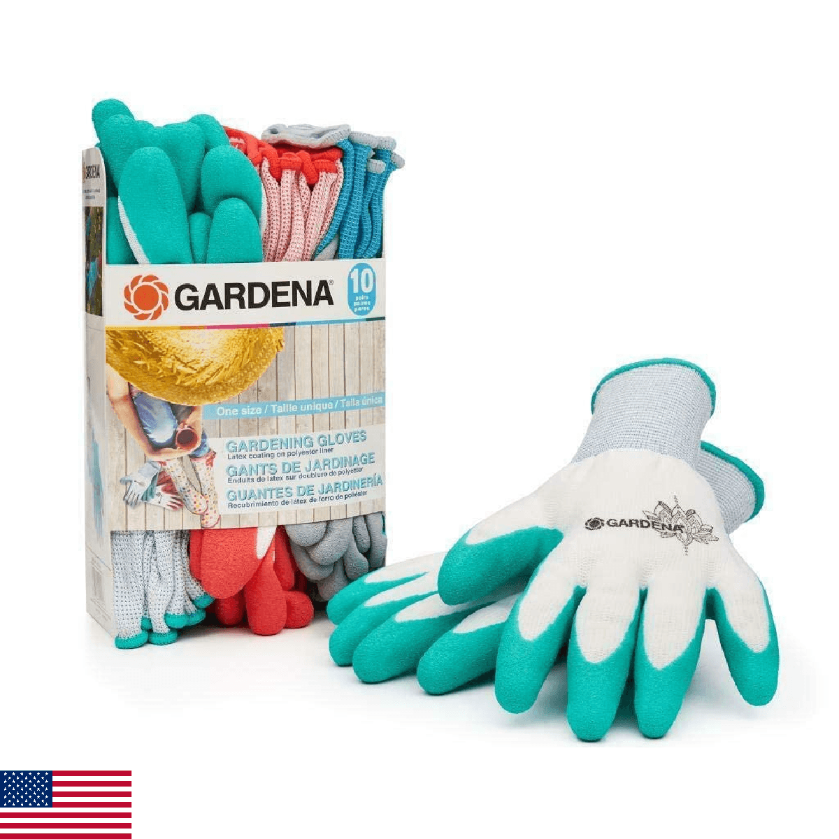 Gardena Latex Gardening Gloves - 10 Pairs, Comfortable & Washable - Image 1