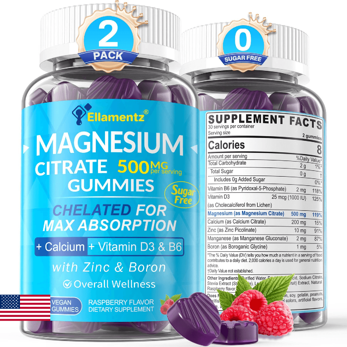 Magnesium Citrate Gummies 500mg for Women Men Sugar Free, Magnesium Citrate for - Image 1