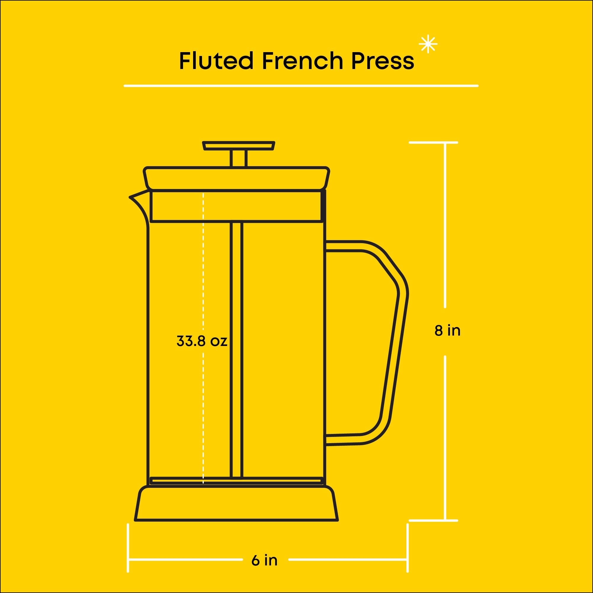 JoyJolt Fluted French Press Coffee and Tea Maker Set, 33.8oz Stainless Steel Pre - Thumbnail 4