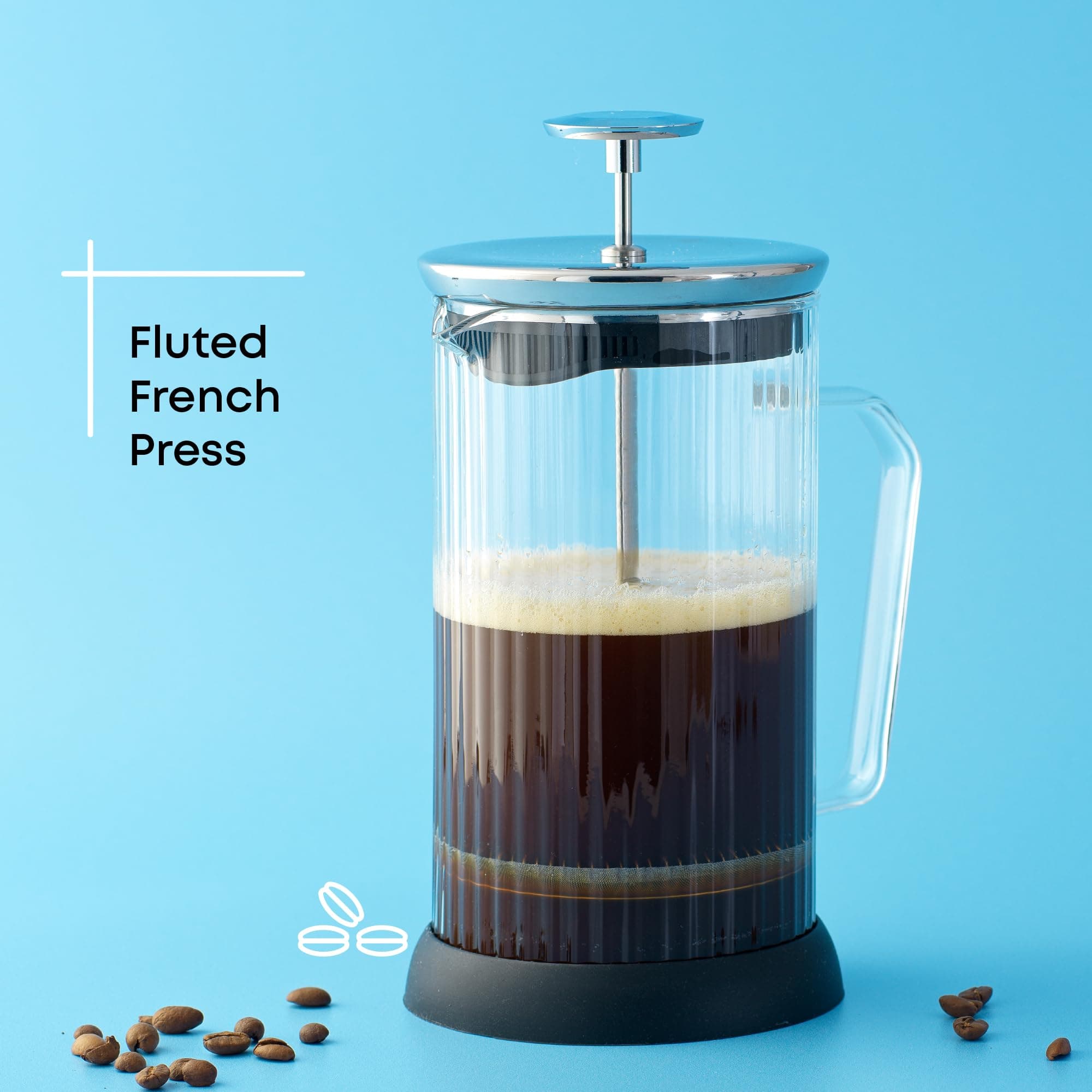 JoyJolt Fluted French Press Coffee and Tea Maker Set, 33.8oz Stainless Steel Pre - Thumbnail 5