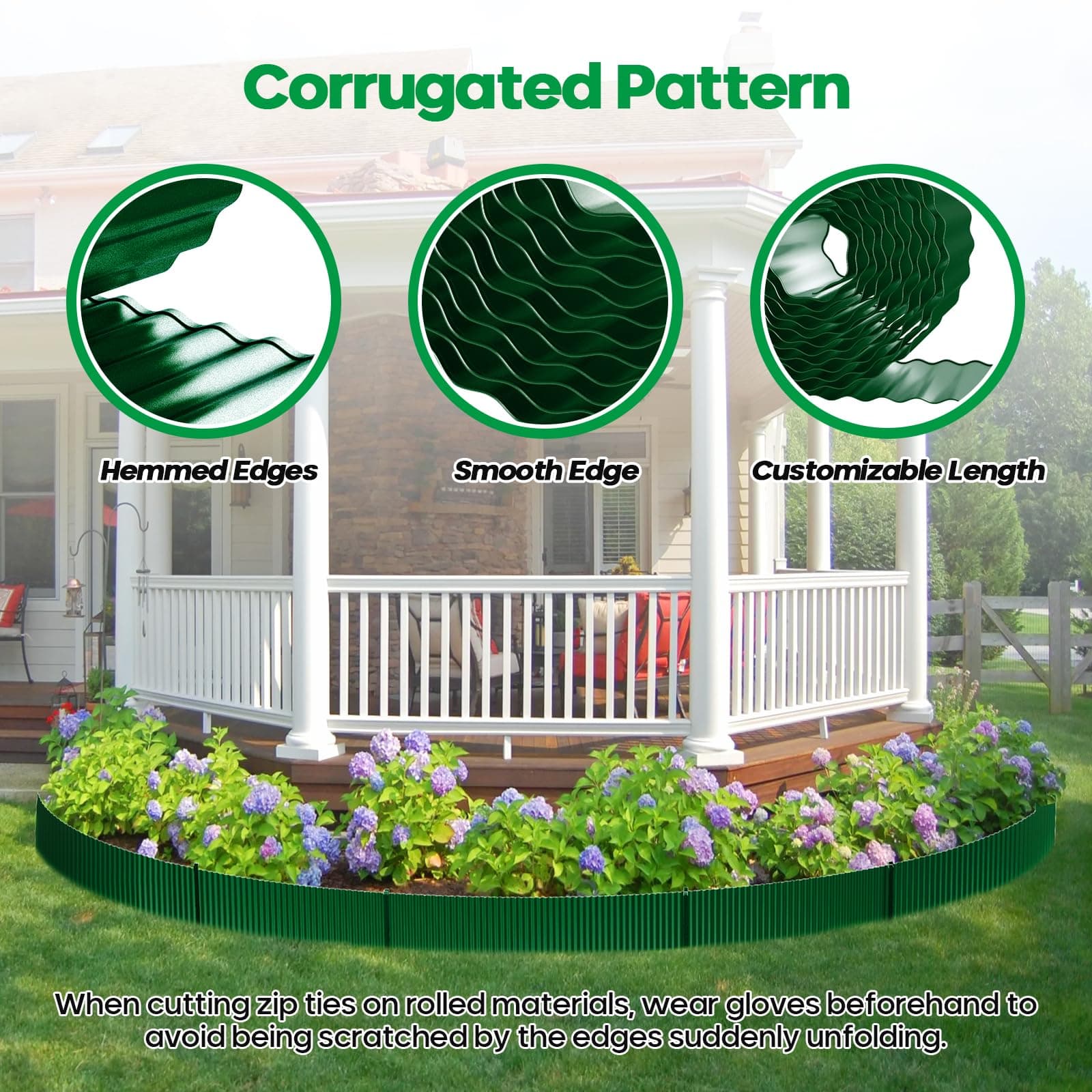 Camitlli Corrugated Metal Garden Edging, Sturdy Tall Landscape Edging Borders, P - Thumbnail 4