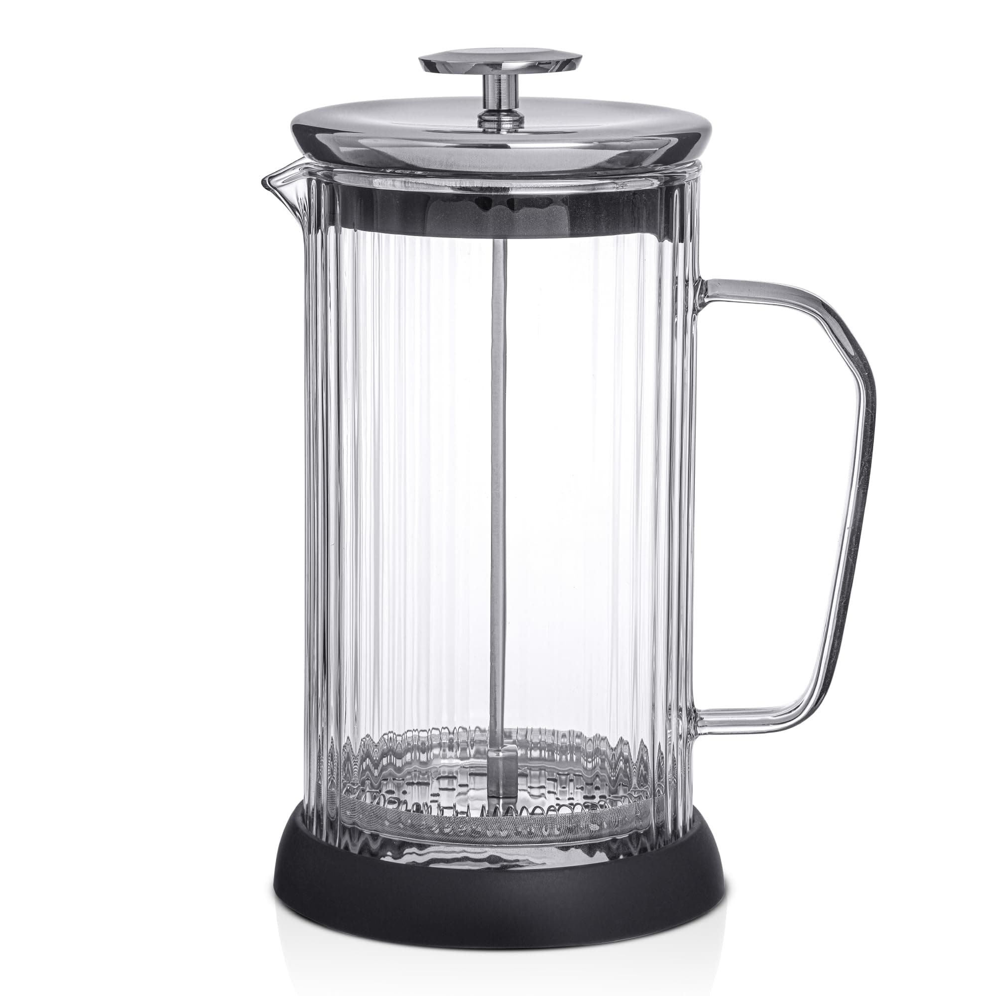 JoyJolt Fluted French Press Coffee and Tea Maker Set, 33.8oz Stainless Steel Pre - Thumbnail 2