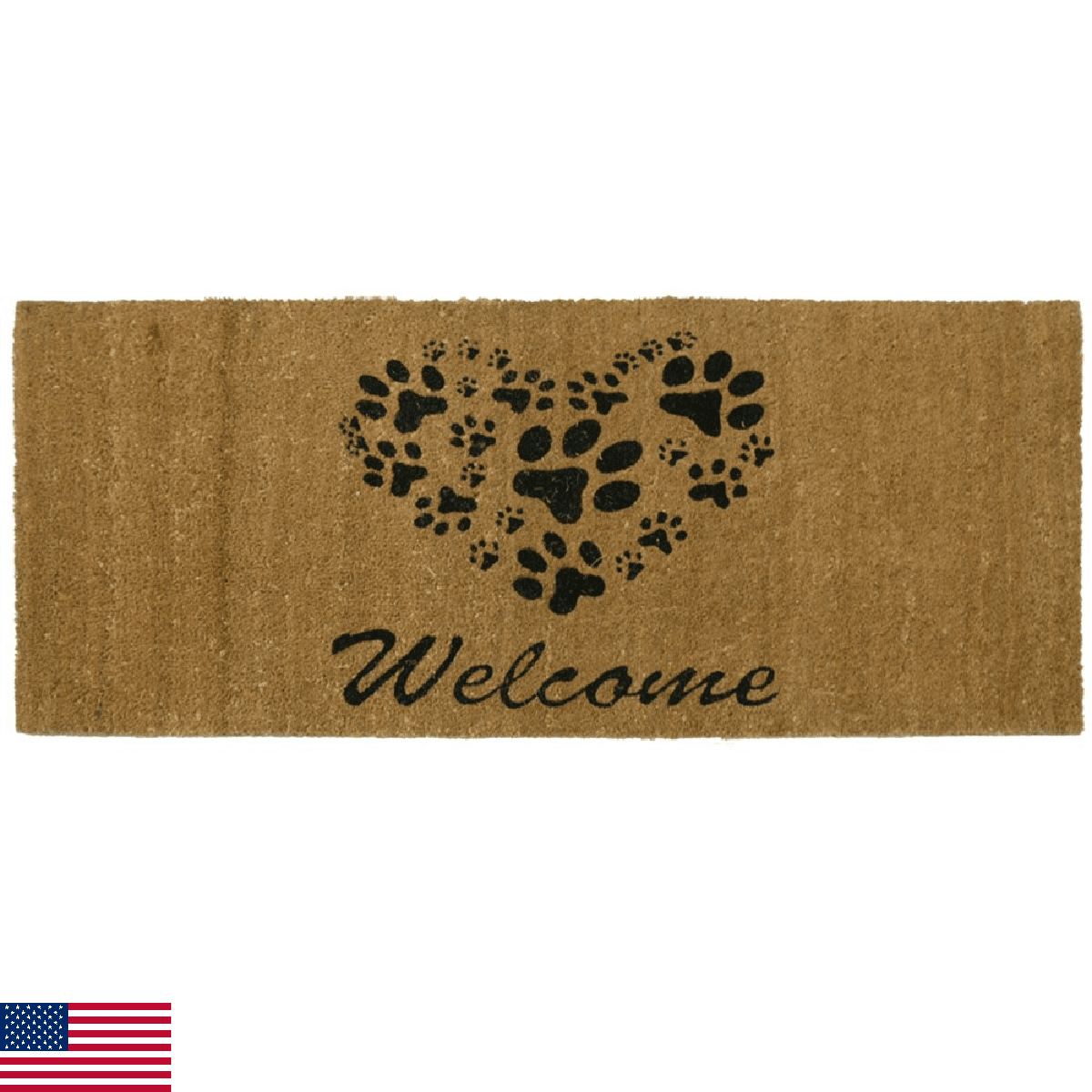 Rubber-Cal 24-Inch-by-57-Inch Heart-Shaped Paws Welcome Mat - Image 1