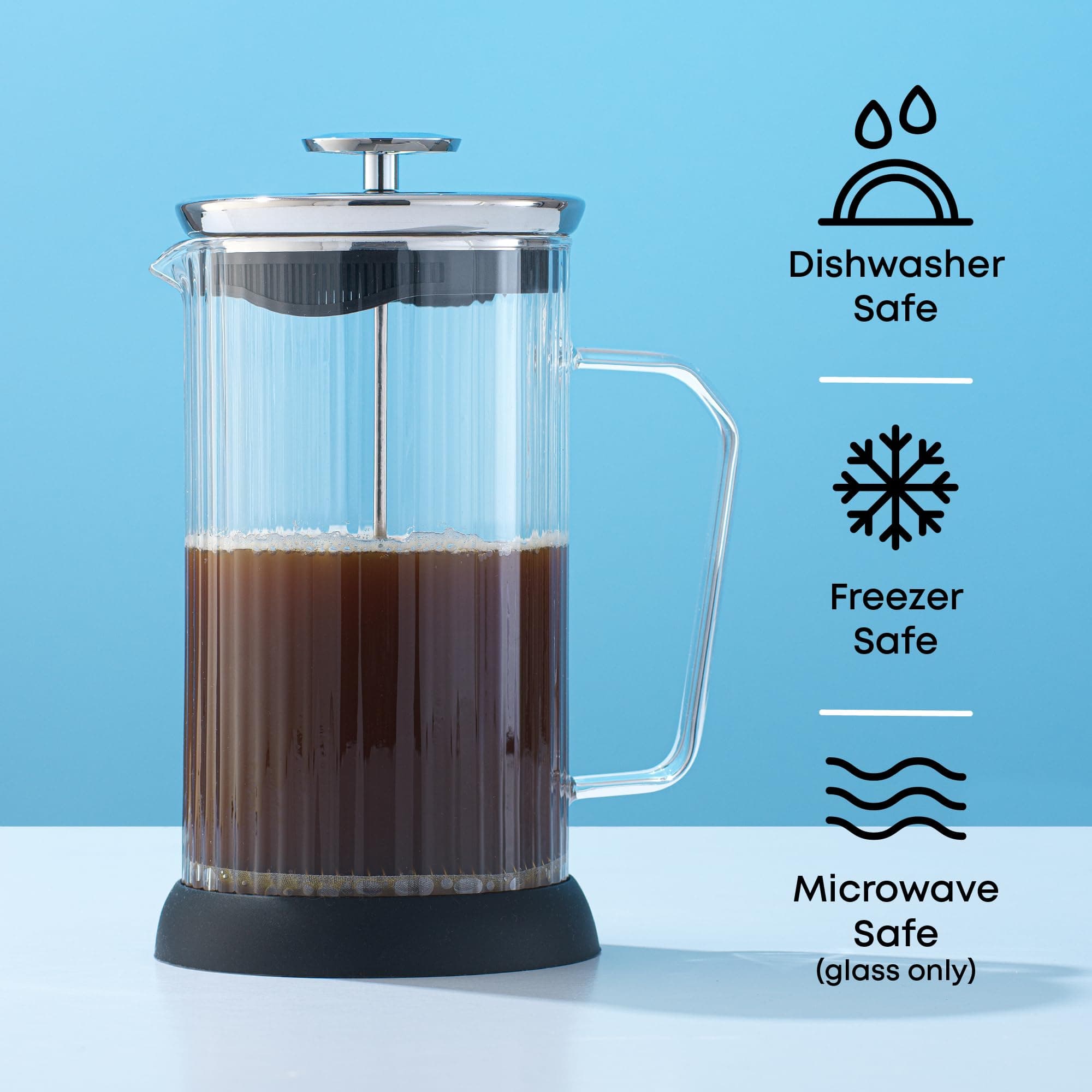 JoyJolt Fluted French Press Coffee and Tea Maker Set, 33.8oz Stainless Steel Pre - Thumbnail 8