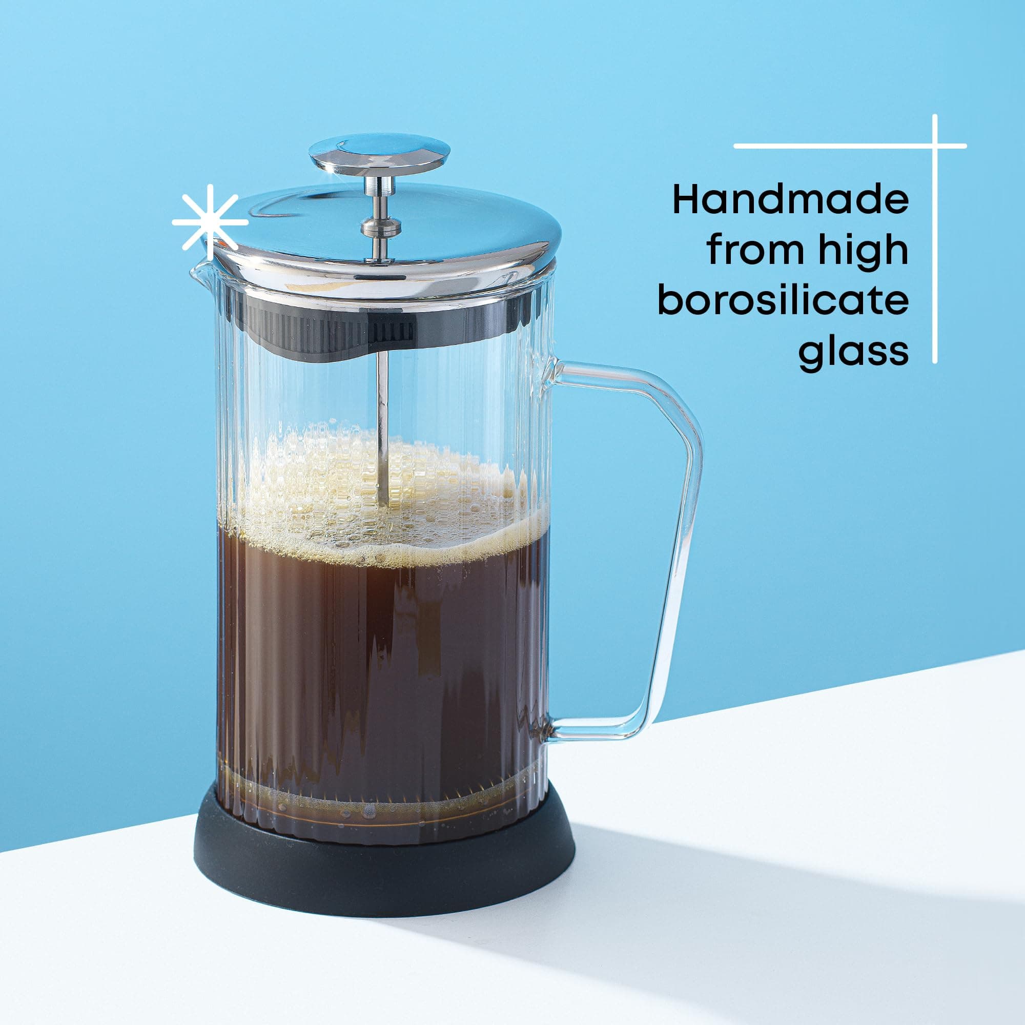 JoyJolt Fluted French Press Coffee and Tea Maker Set, 33.8oz Stainless Steel Pre - Thumbnail 6