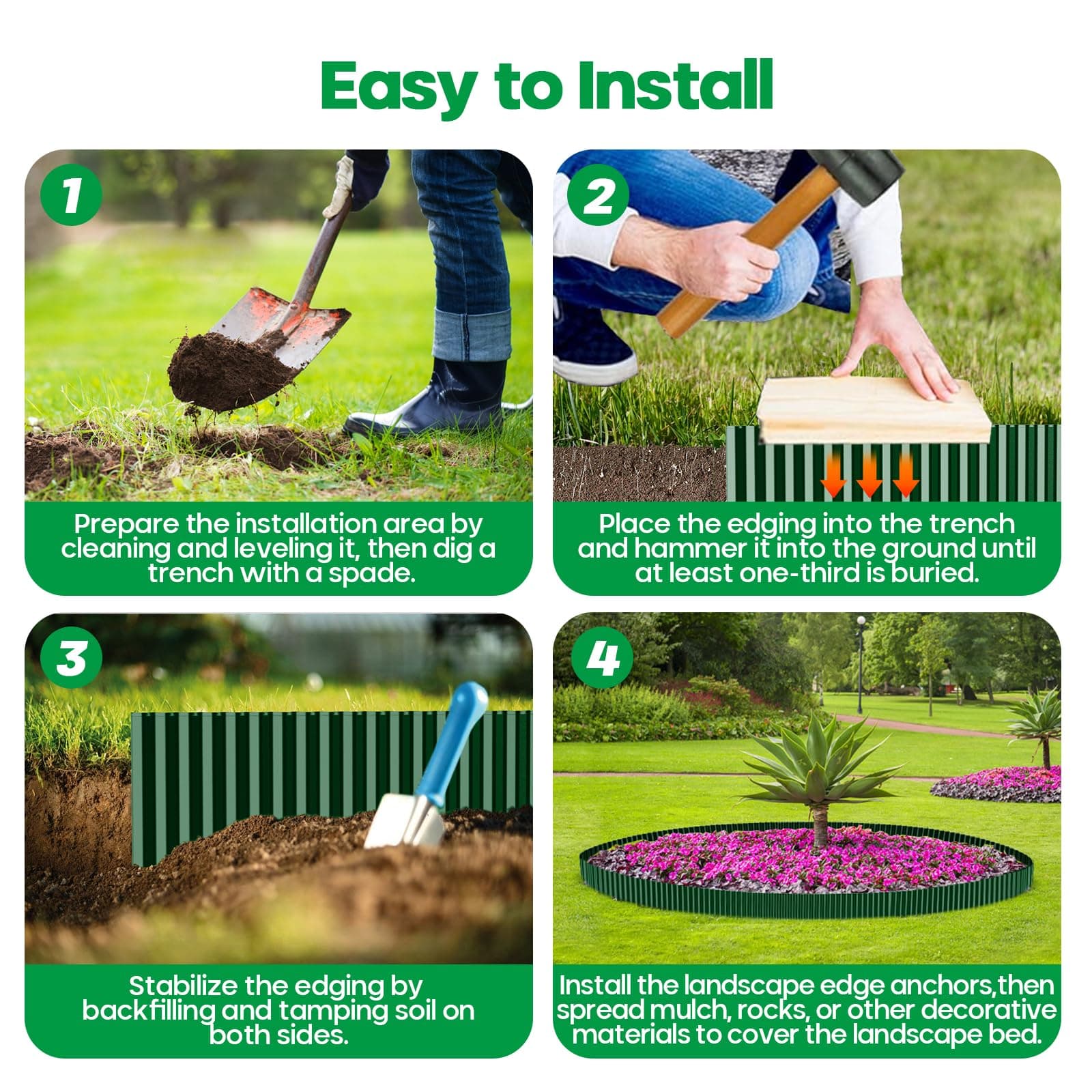 Camitlli Corrugated Metal Garden Edging, Sturdy Tall Landscape Edging Borders, P - Thumbnail 3