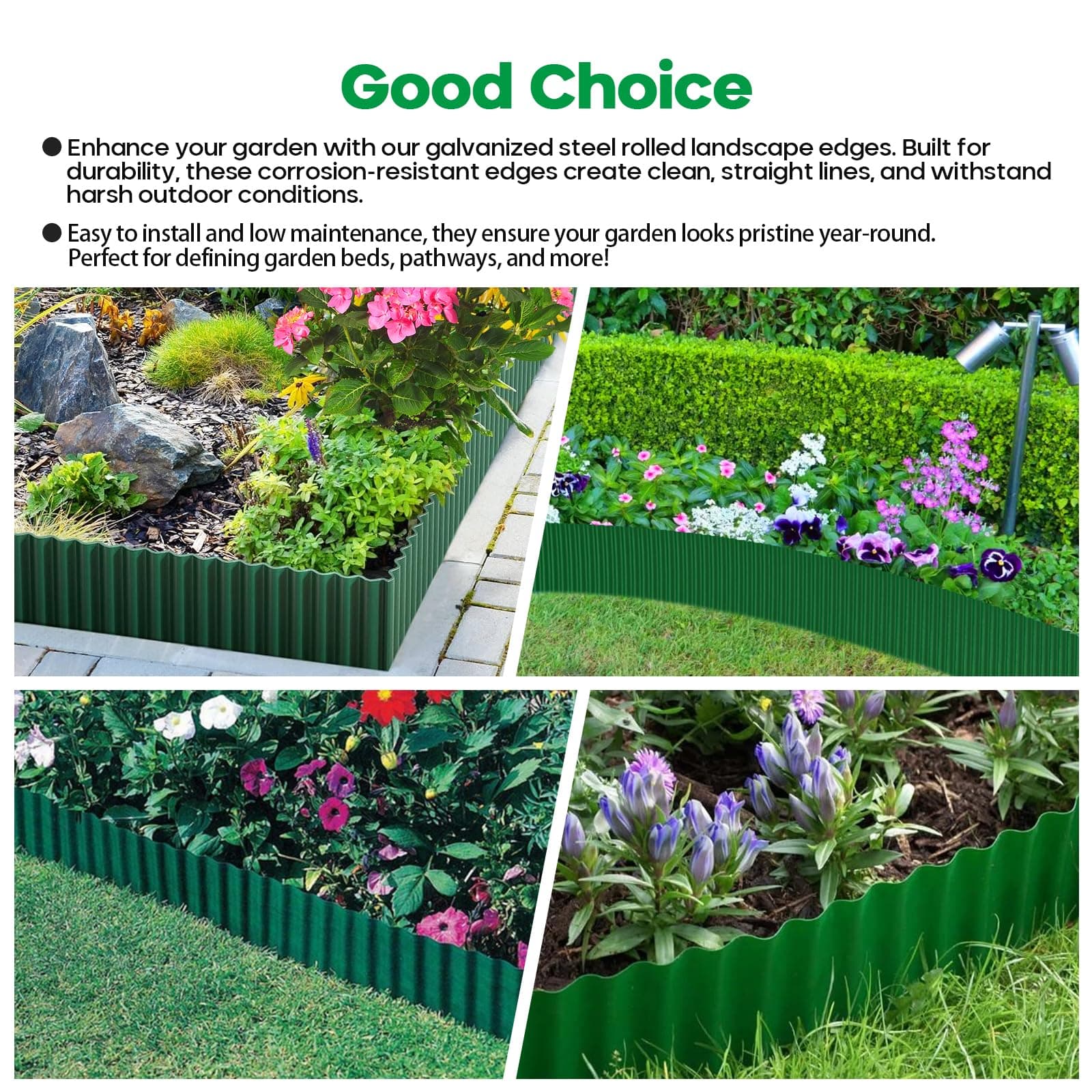 Camitlli Corrugated Metal Garden Edging, Sturdy Tall Landscape Edging Borders, P - Thumbnail 6