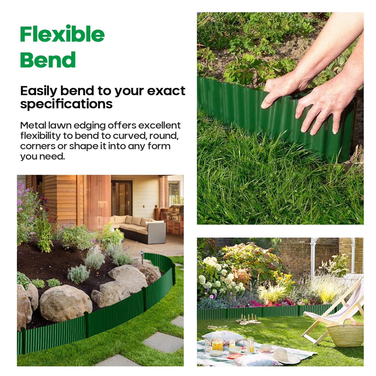 Camitlli Corrugated Metal Garden Edging, Sturdy Tall Landscape Edging Borders, P - Thumbnail 5