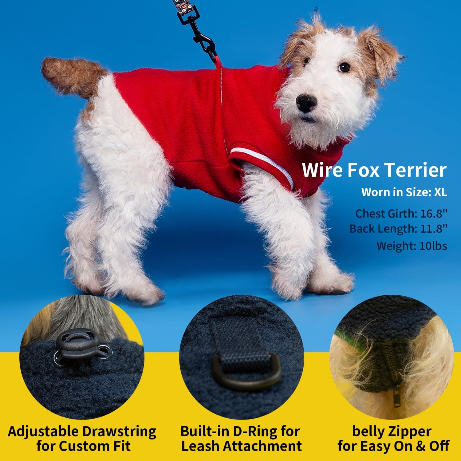 Small Dog Sweater, Fleece Sweater with D-Ring, Perfect for Chihuahua & Yorkie, W - Thumbnail 9