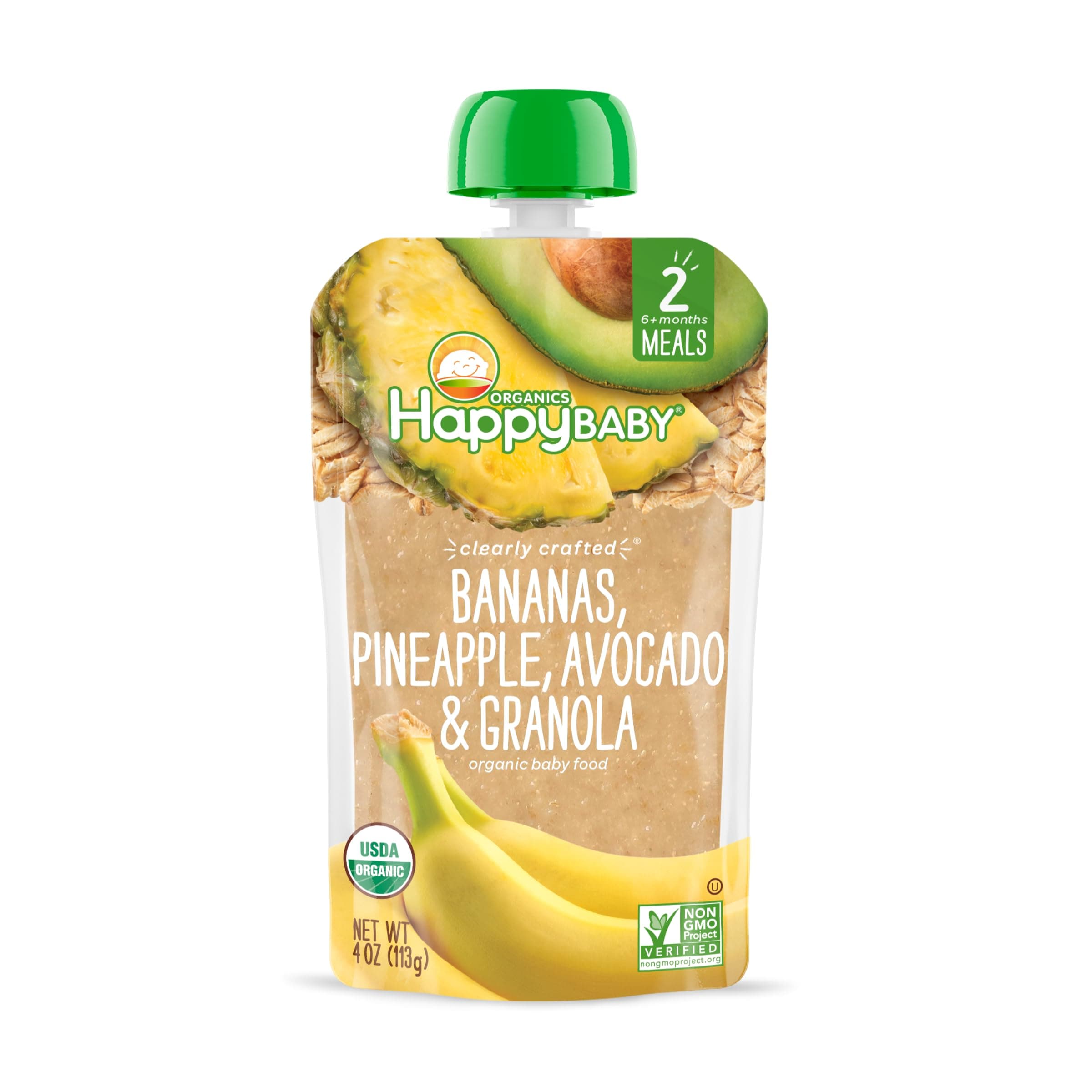Happy Baby Organics Clearly Crafted Stage 2 Baby Food Bananas, Pineapples, Avoca - Thumbnail 6