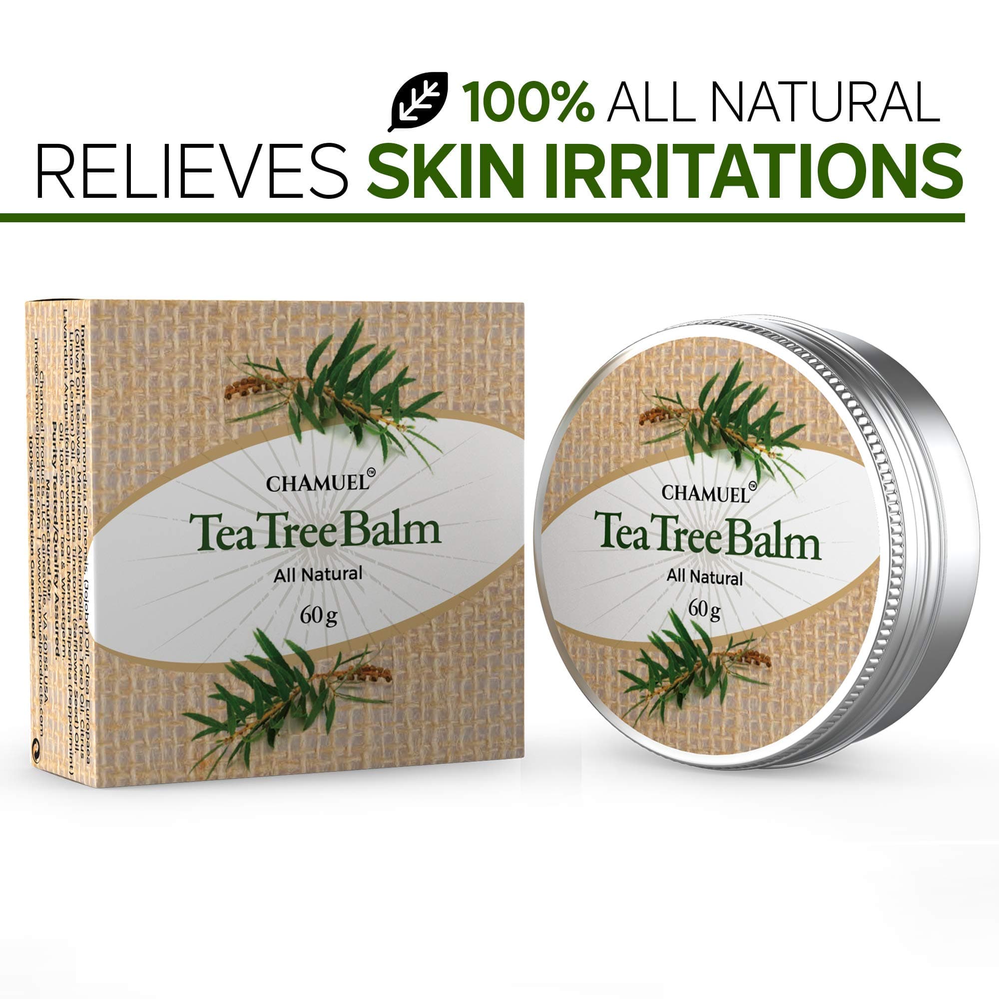 Chamuel Tea Tree Oil Balm – All Natural | Great Cream for Soothing Eczema, Crack - Thumbnail 2