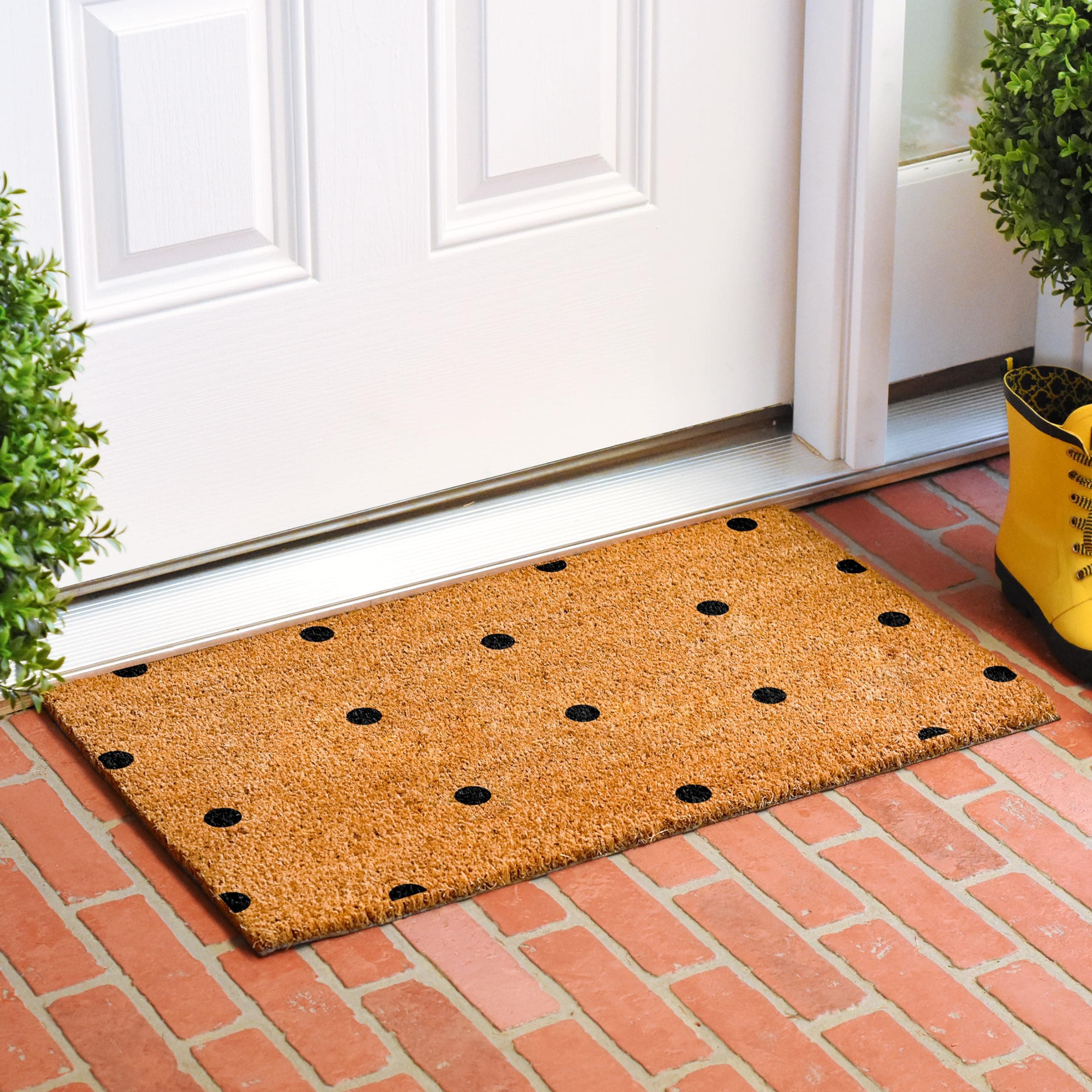 Calloway Mills Black Polka-Dots Doormat 17x29 Inch Indoor Outdoor Decor - Thumbnail 2