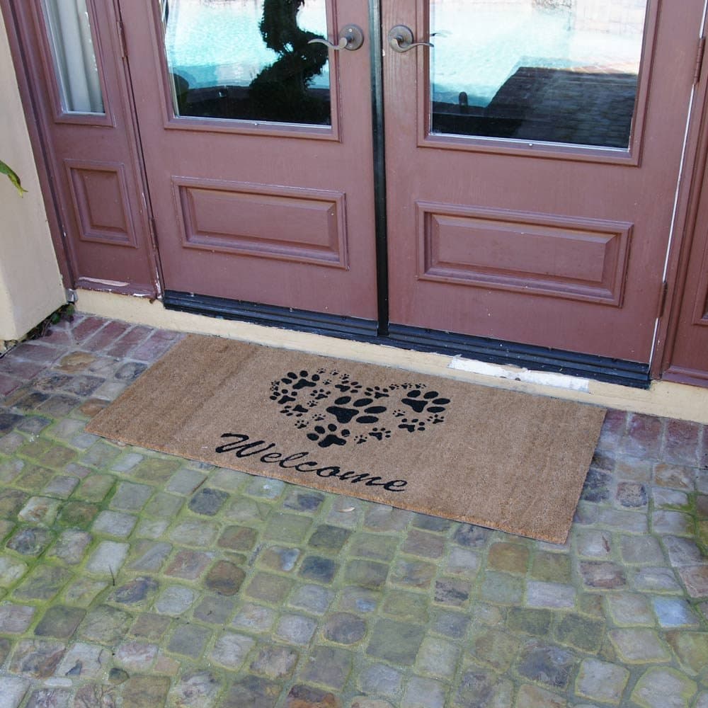 Rubber-Cal 24-Inch-by-57-Inch Heart-Shaped Paws Welcome Mat - Thumbnail 2