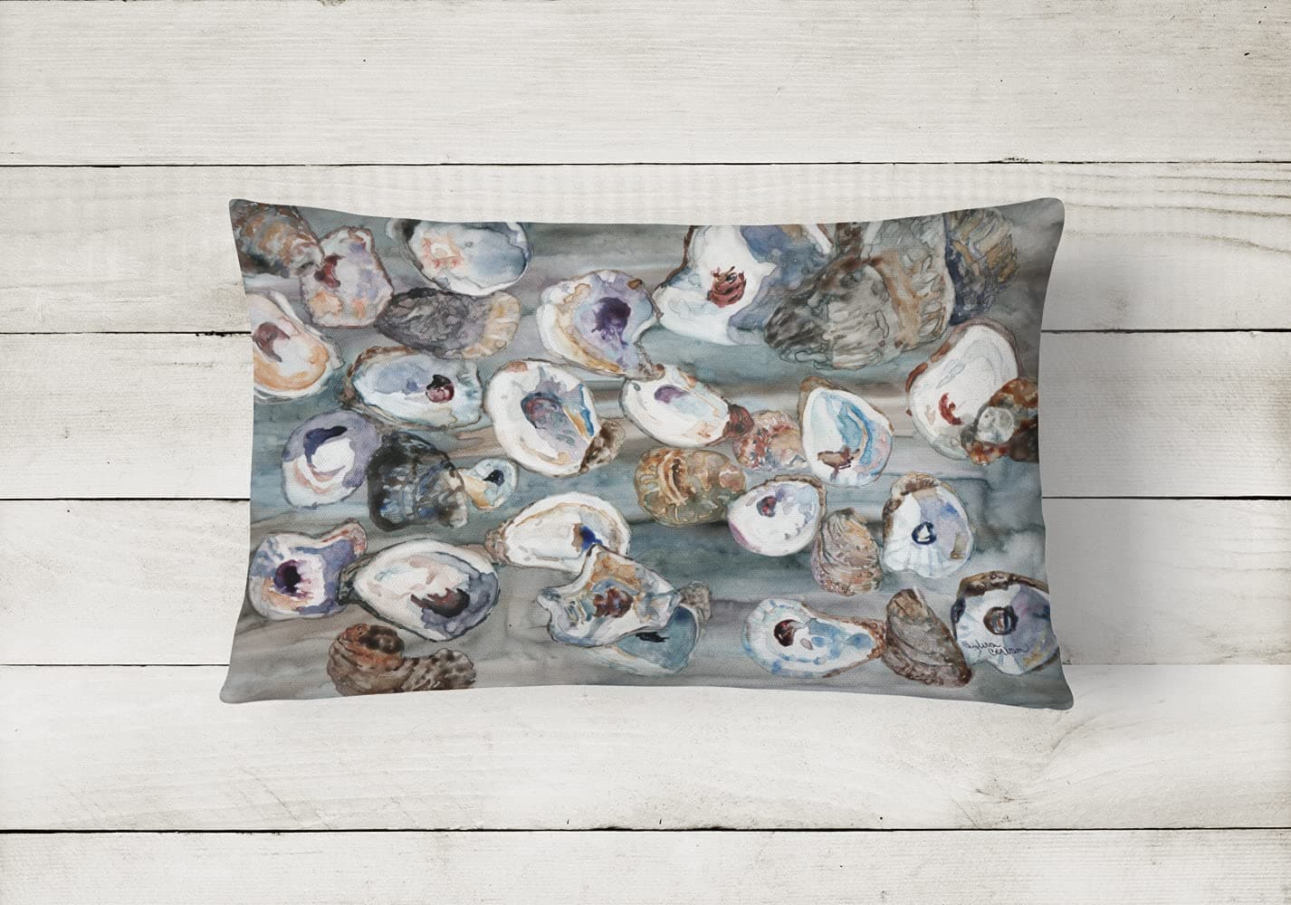 Caroline's Treasures 8957PW1216 Bunch of Oysters Canvas Fabric Decorative Pillow - Thumbnail 2