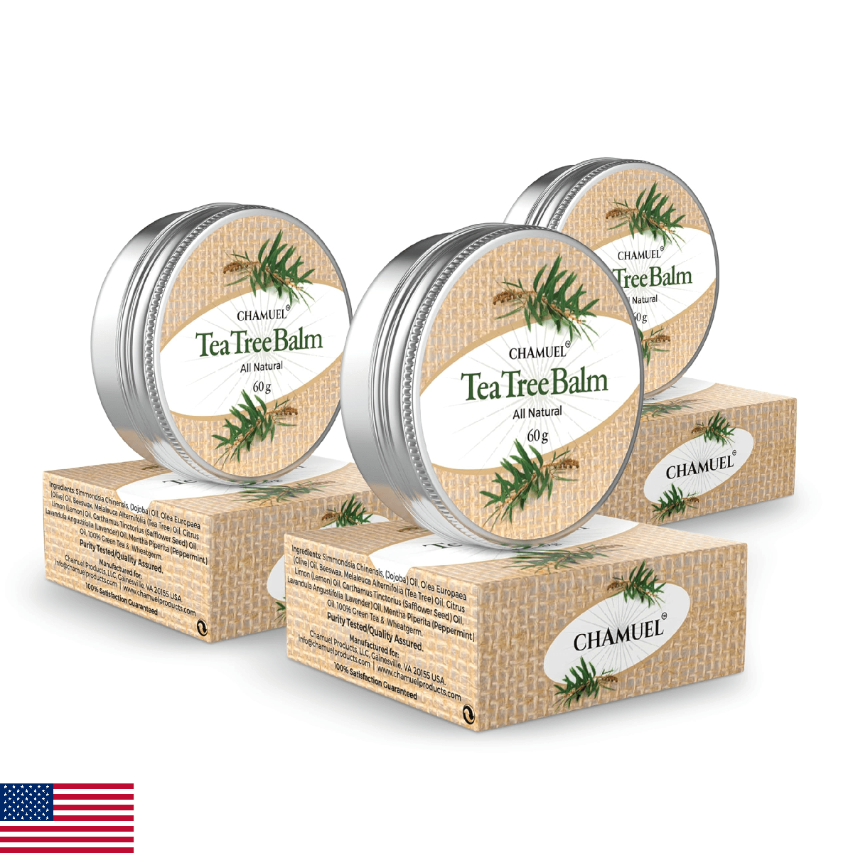 Chamuel Tea Tree Oil Balm – All Natural | Great Cream for Soothing Eczema, Crack - Image 1
