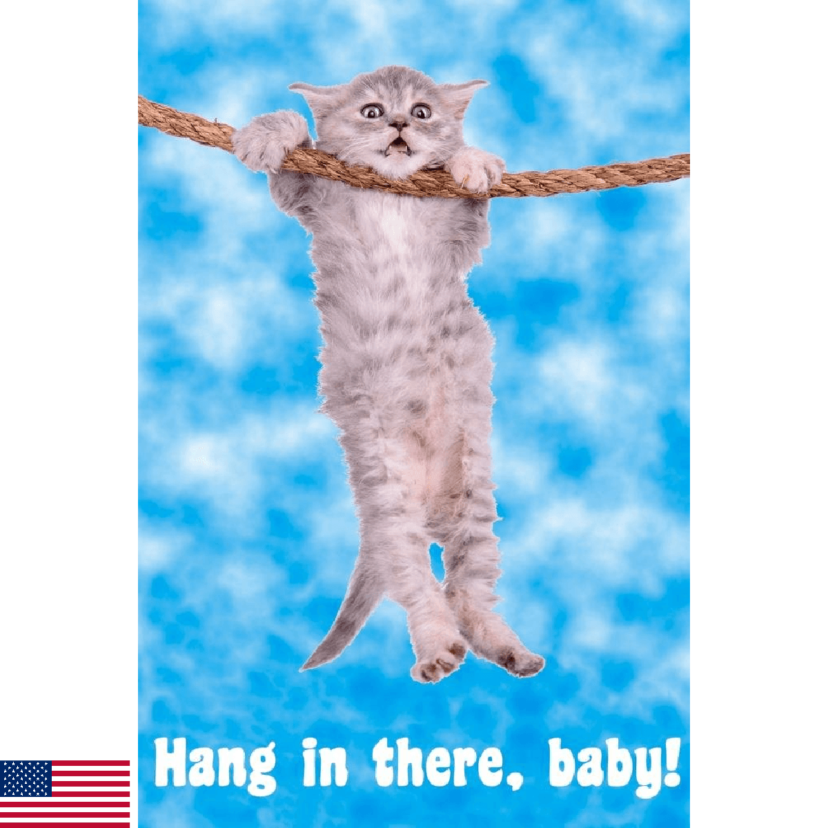 Hang in There Baby Retro Hang in There Cat Poster Funny Wall Posters Kitten for - Image 1