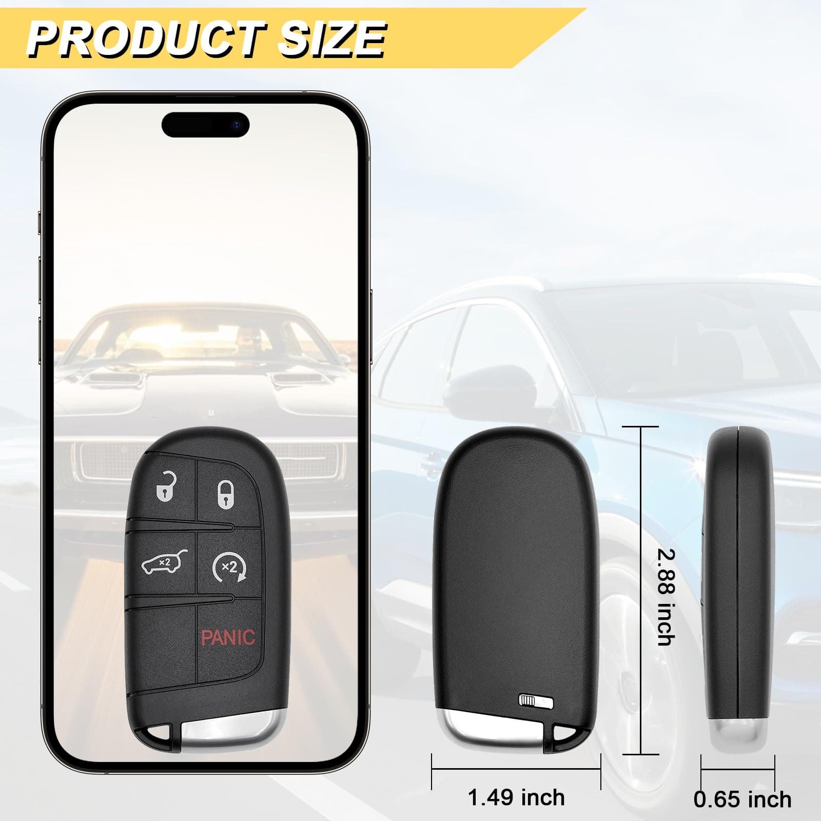 Vurkcy 5-Button Key Fob Replacement for 2014-2022 Jeep Grand Cherokee, 433 MHz, - Thumbnail 4