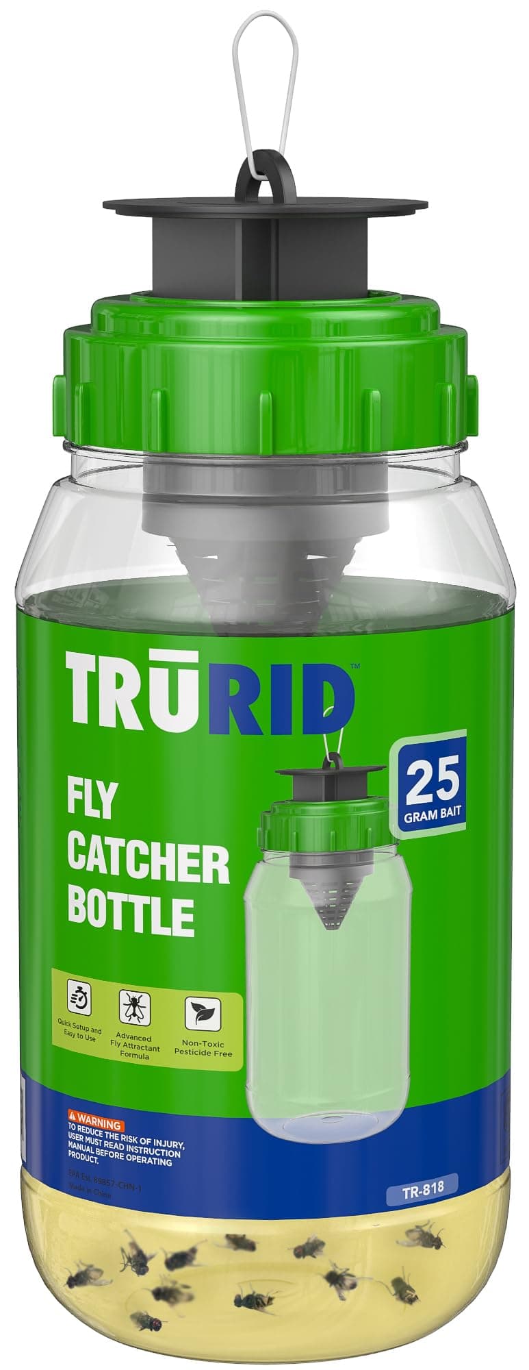 Fly Traps Outdoor- Reusable Hanging Fly Trap- (3-Pack) Add Water to Catch House - Thumbnail 6