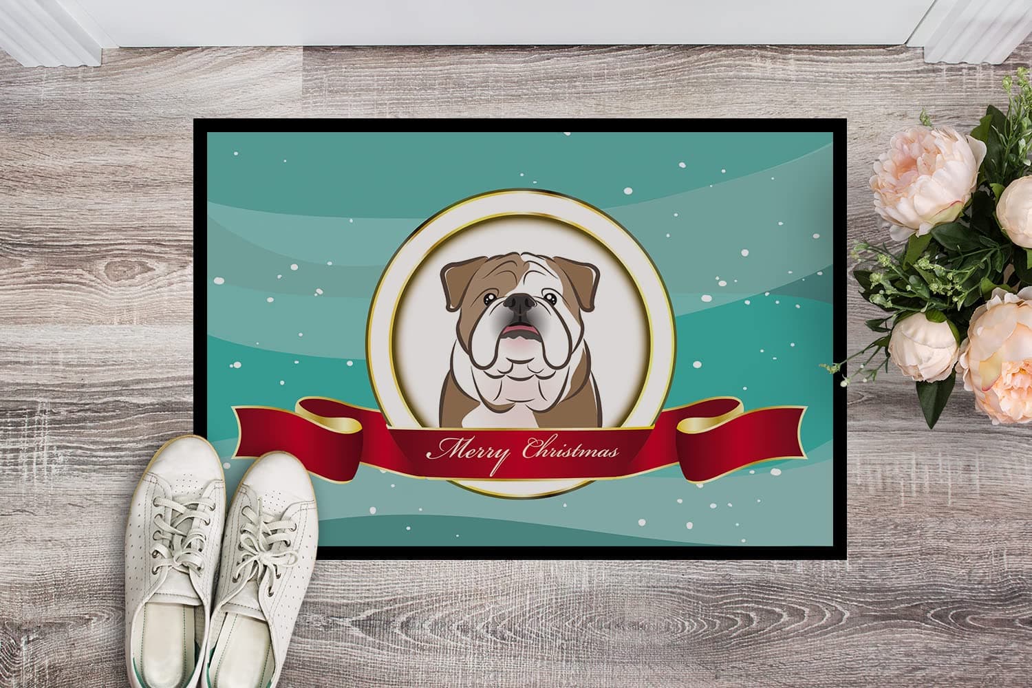 Caroline's Treasures BB1529MAT English Bulldog Merry Christmas Doormat 18x27 Fro - Thumbnail 2