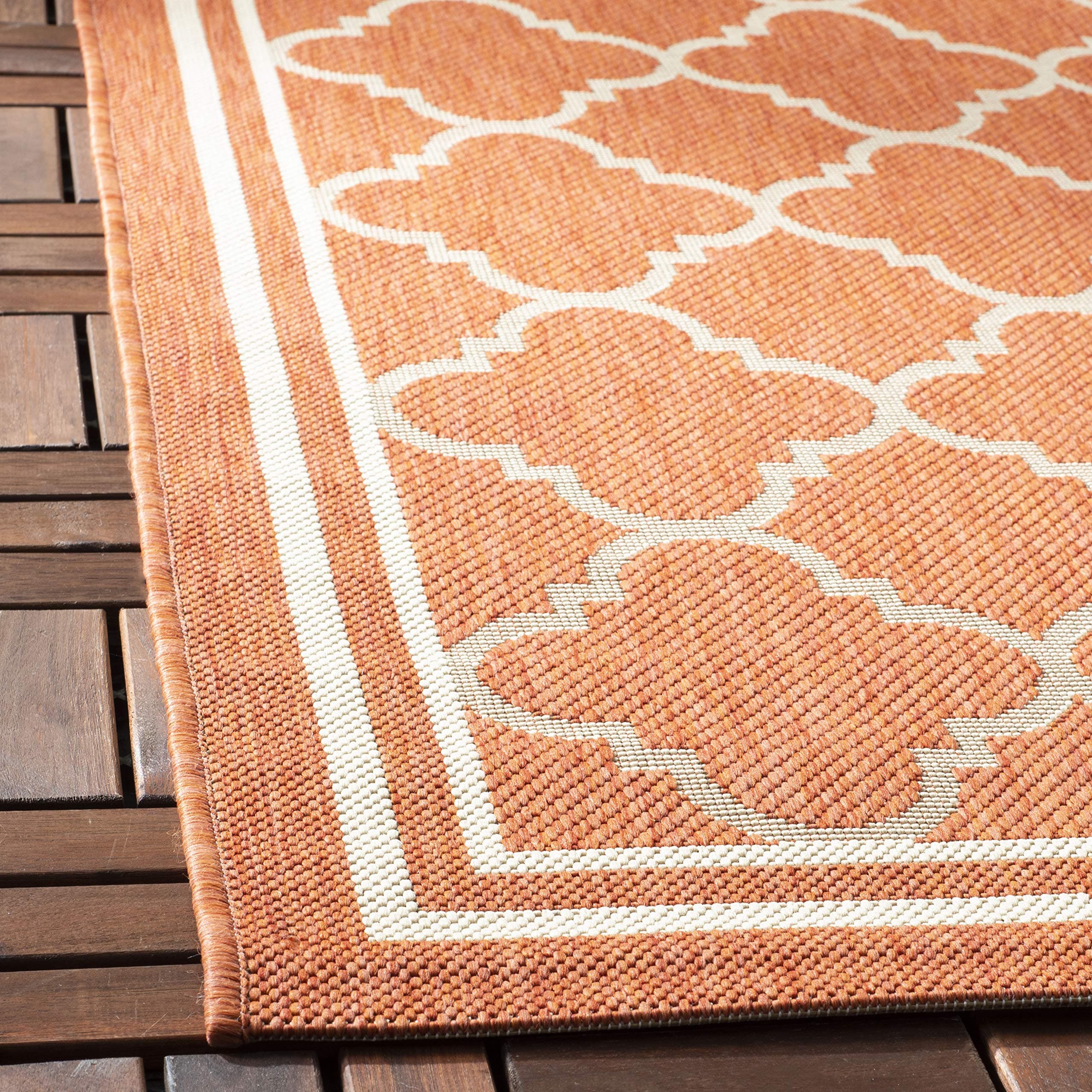 SAFAVIEH Washable Rug Outdoor Courtyard Collection - 2'7" x 5', Terracotta & Bon - Thumbnail 5