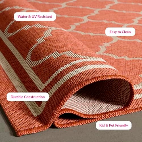 SAFAVIEH Washable Rug Outdoor Courtyard Collection - 2'7" x 5', Terracotta & Bon - Thumbnail 3