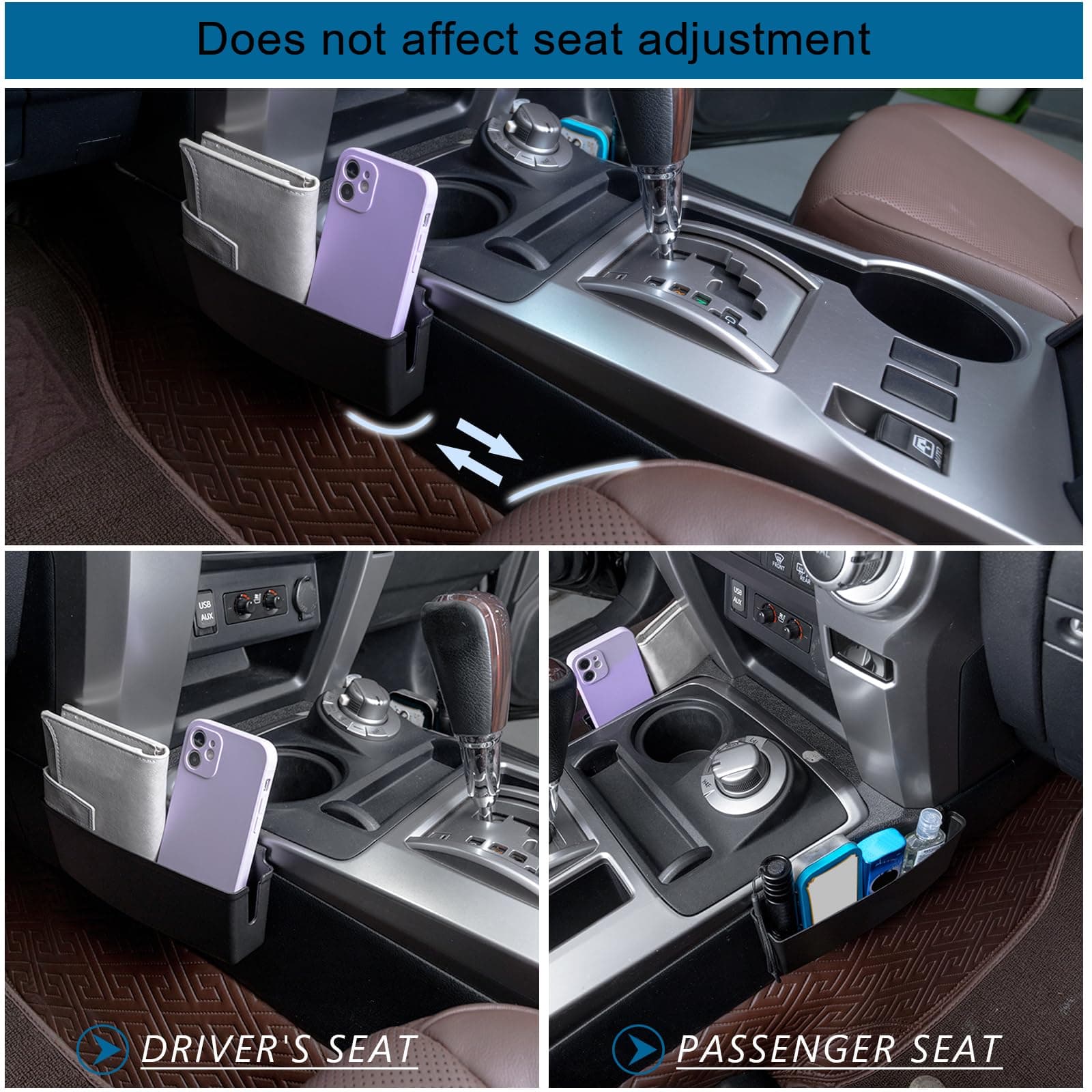 JDMCAR 2PCS Gear Shift & Center Console Organizer Trays for Toyota 4Runner 2010- - Thumbnail 3
