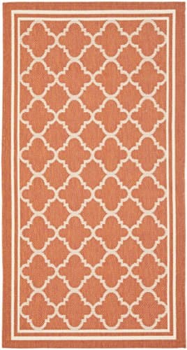 SAFAVIEH Washable Rug Outdoor Courtyard Collection - 2'7" x 5', Terracotta & Bon - Thumbnail 2