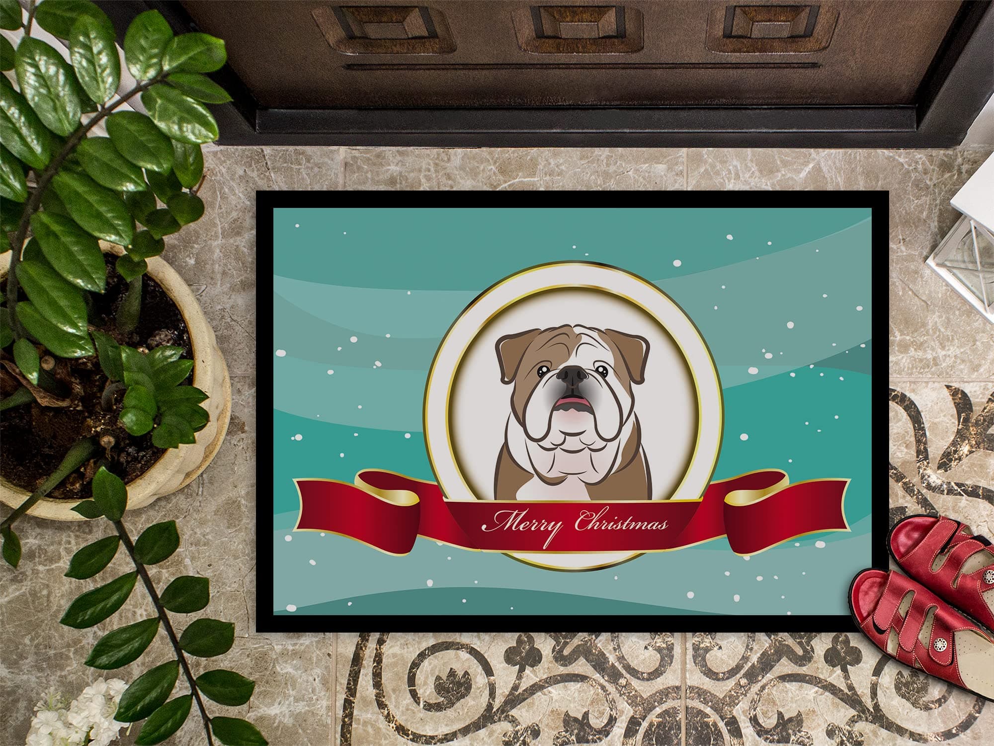 Caroline's Treasures BB1529MAT English Bulldog Merry Christmas Doormat 18x27 Fro - Thumbnail 3