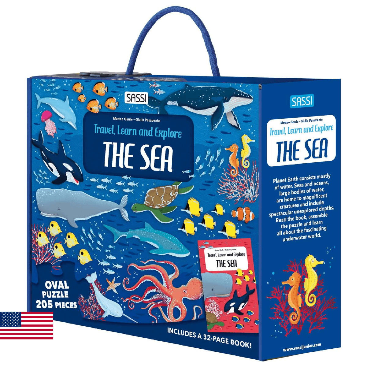 Sassi: Travel, Learn & Explore - The Sea - 205pc Puzzle & 32-Page Book, Educatio - Image 1