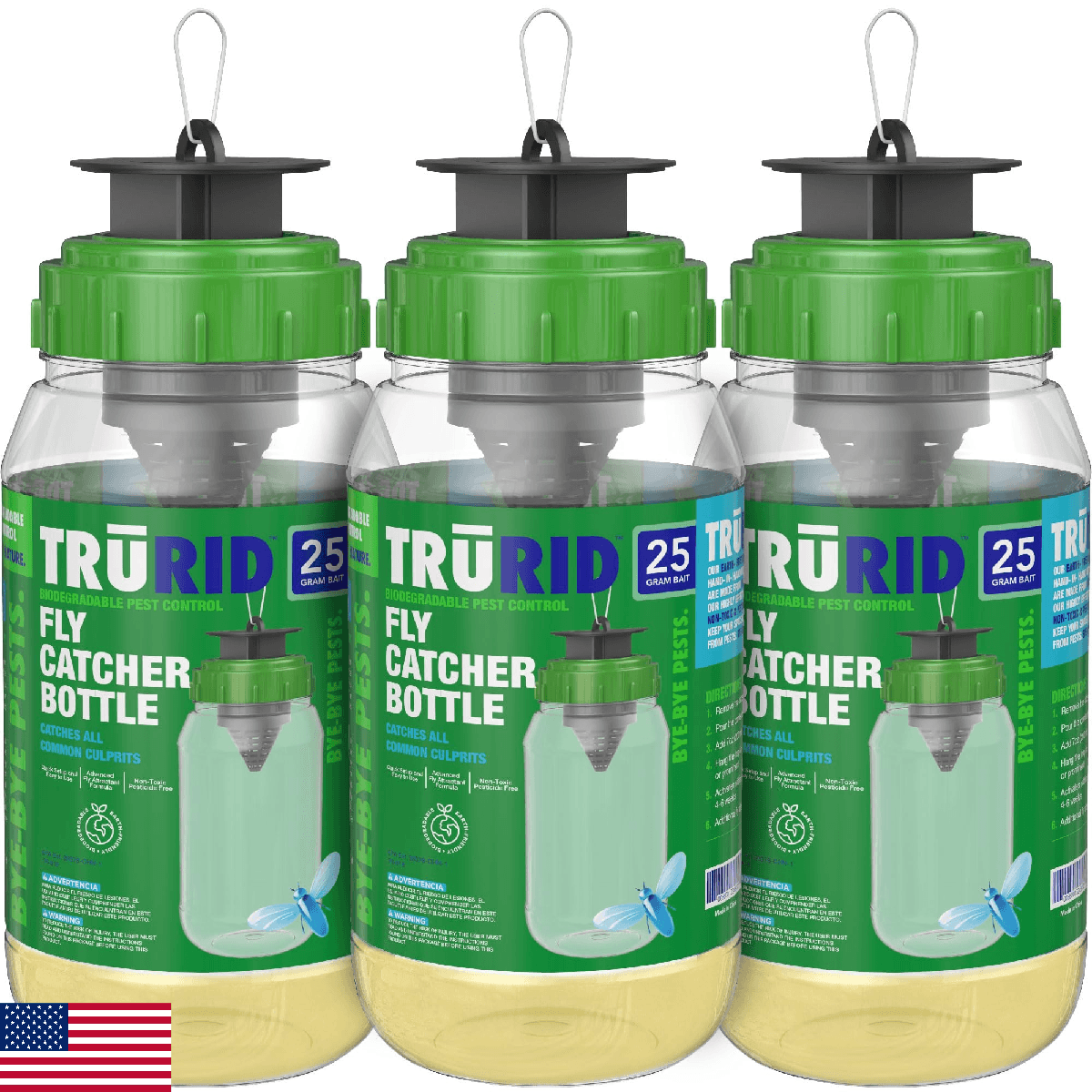 Fly Traps Outdoor- Reusable Hanging Fly Trap- (3-Pack) Add Water to Catch House - Image 1